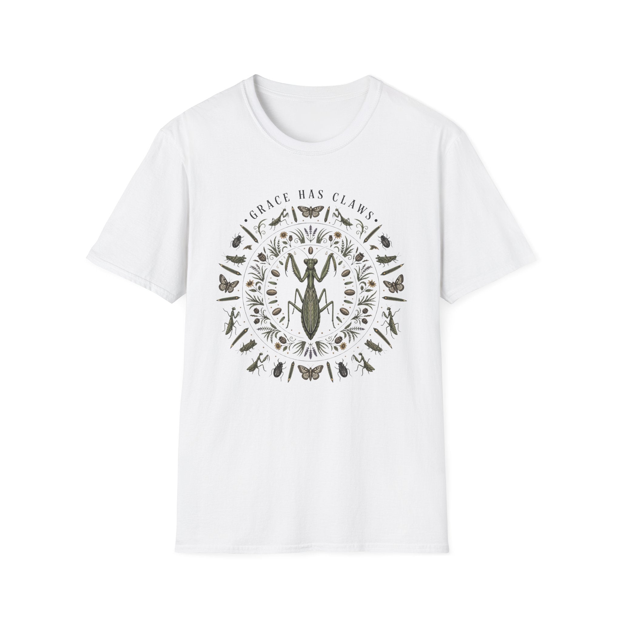 Grace Has Claws Praying Mantis Mandala Tee