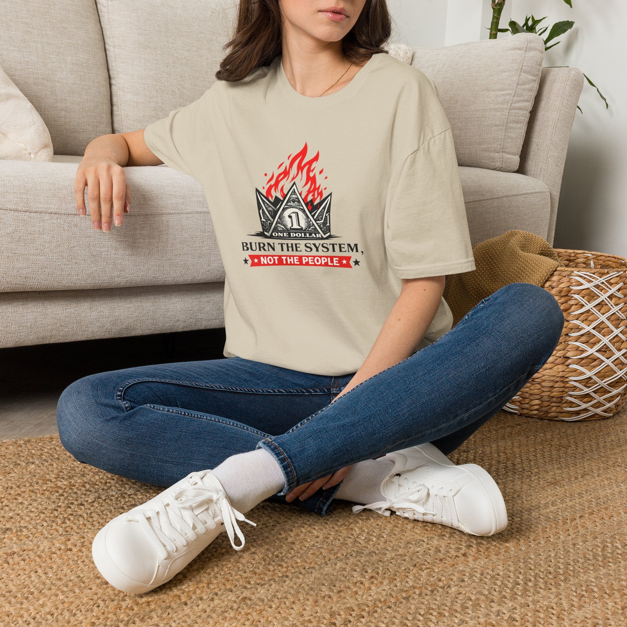Burn the System Dollar Tee