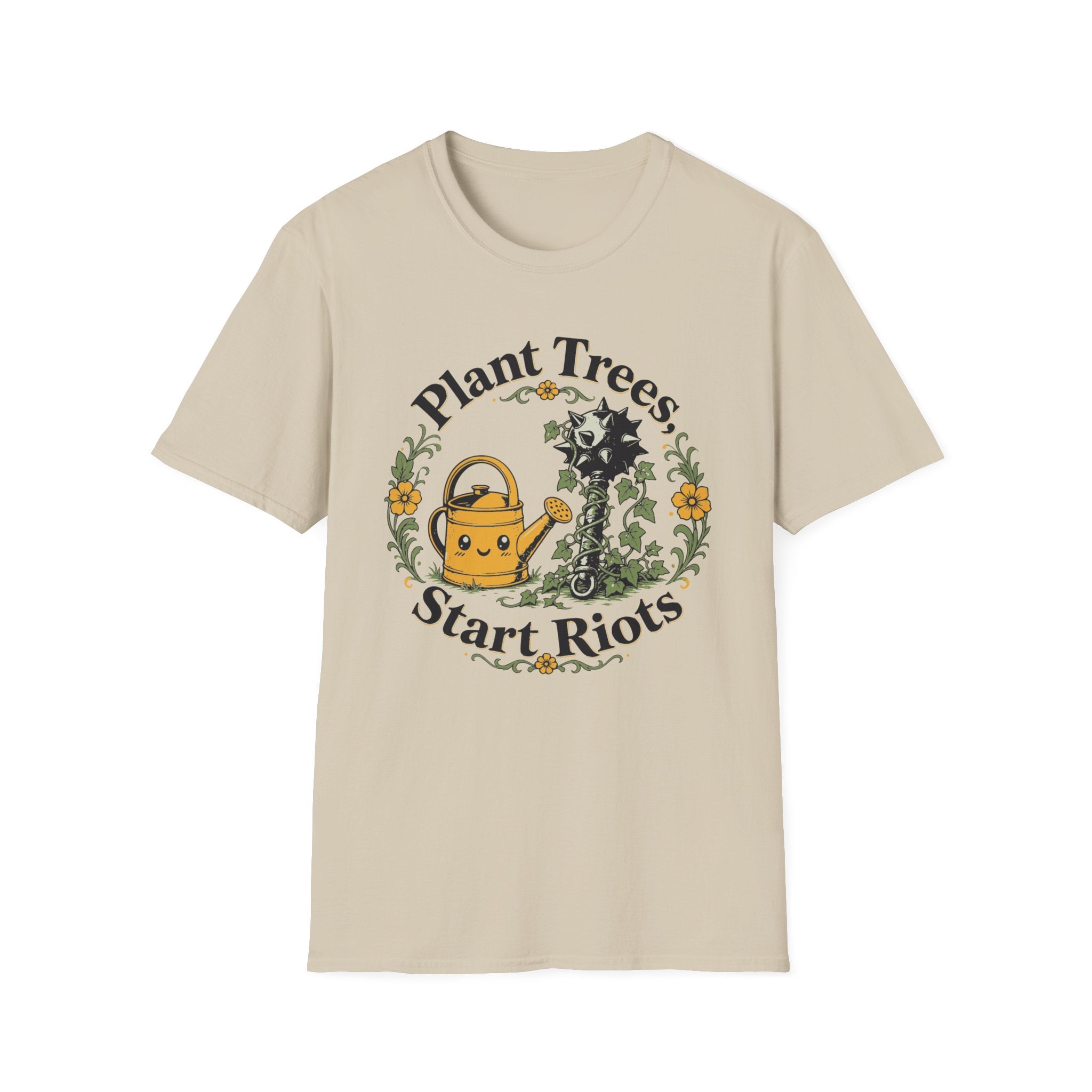 Plant Trees Start Riots Watering Can Tee