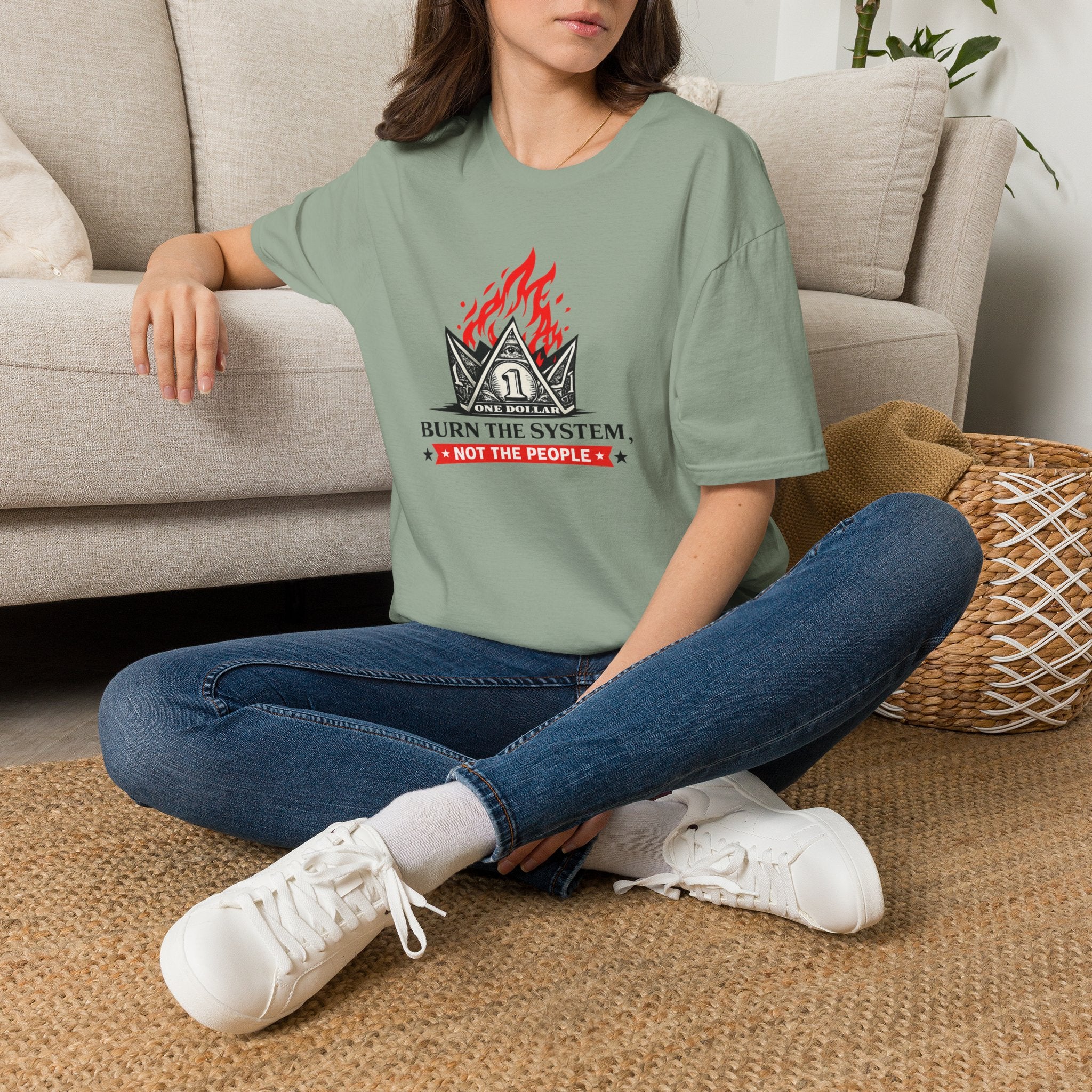 Burn the System Dollar Tee