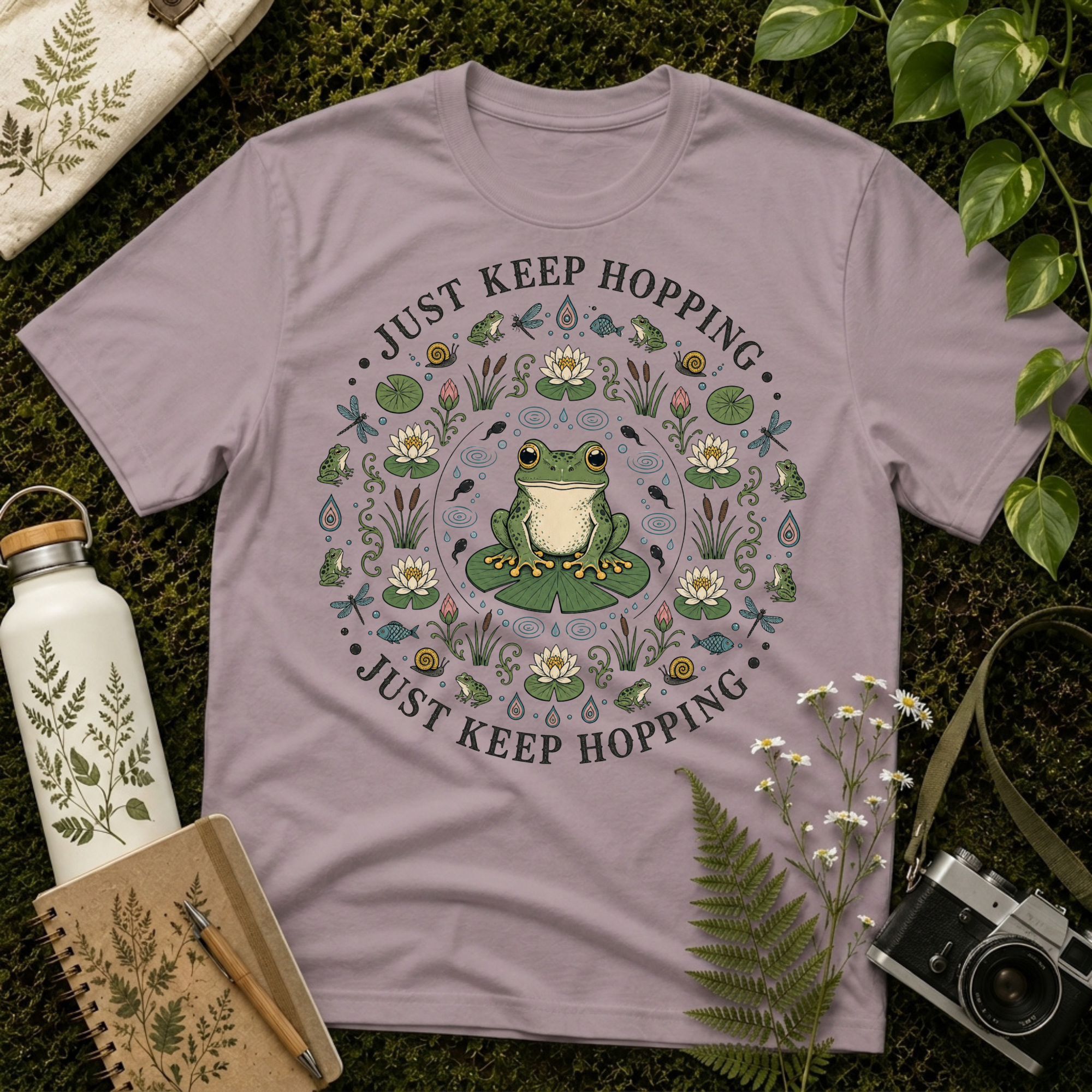 Just Keep Hopping Frog Mandala Tee