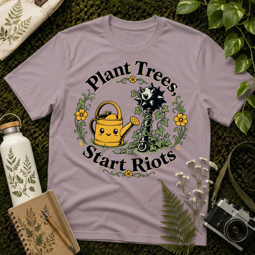 Plant Trees Start Riots Watering Can Tee