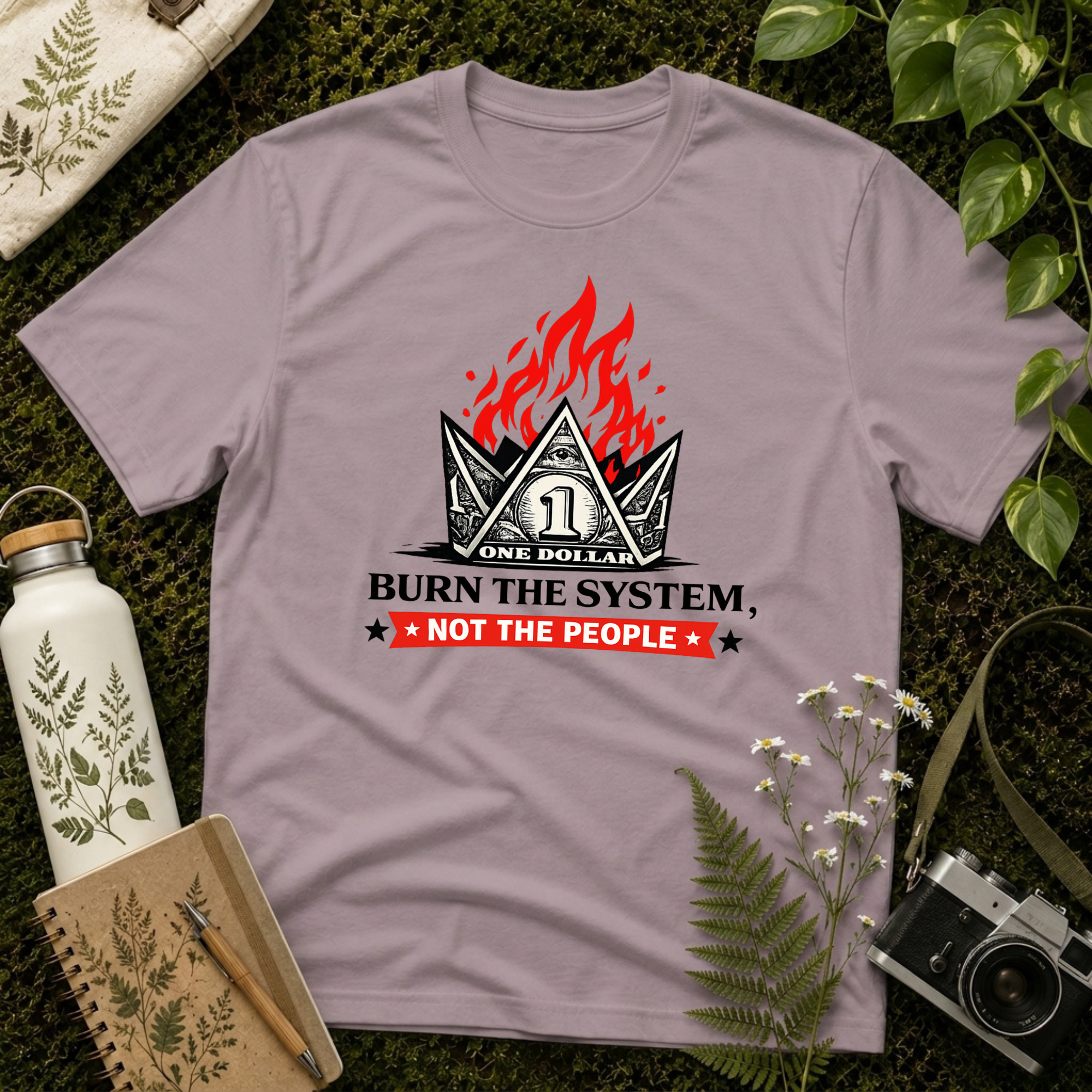 Burn the System Dollar Tee