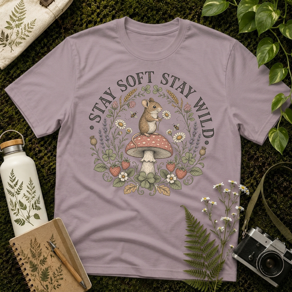 Stay Soft Mushroom Mouse Tee