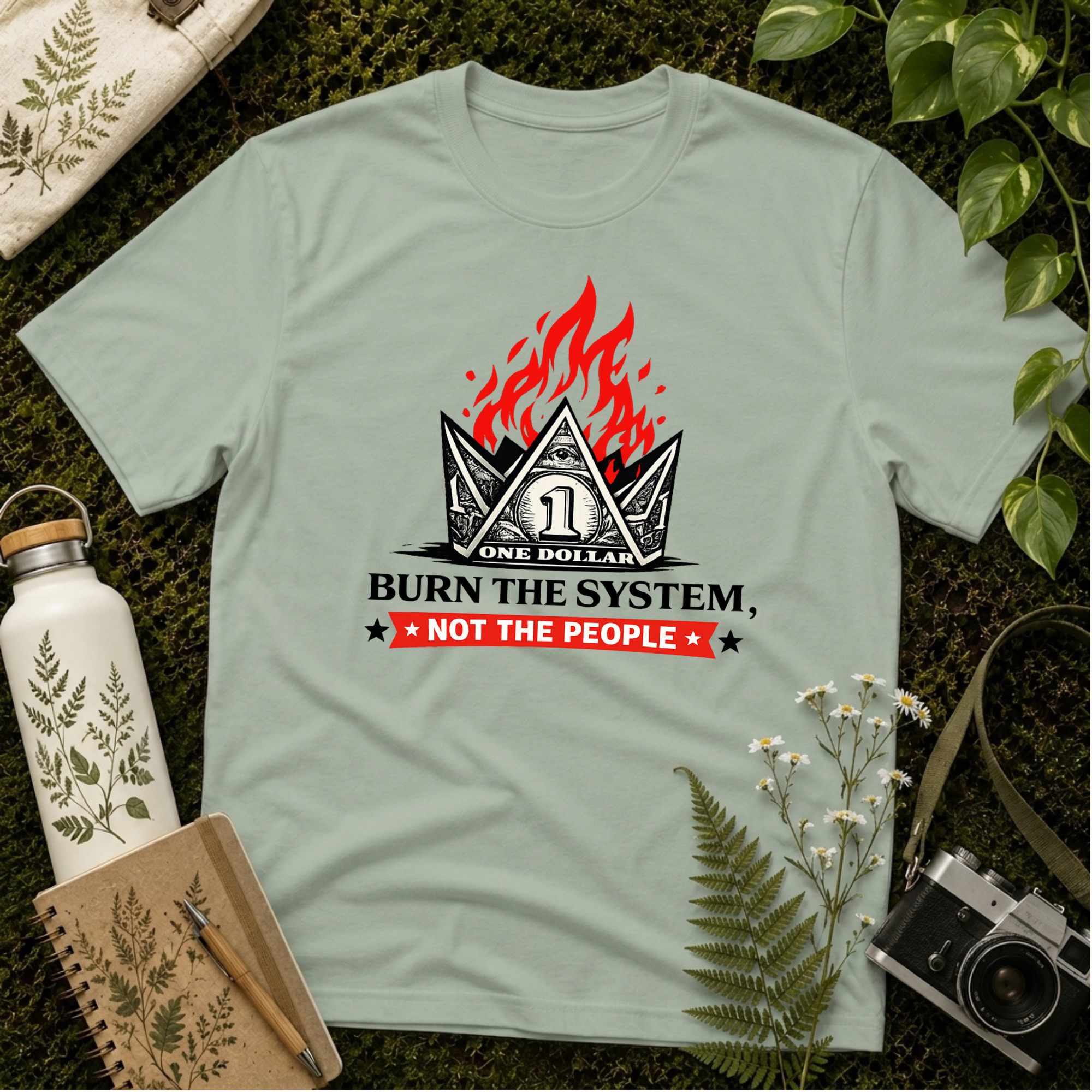 Burn the System Dollar Tee