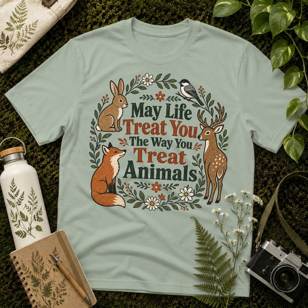 May Life Treat You The Way You Treat Animals Bunny Tee