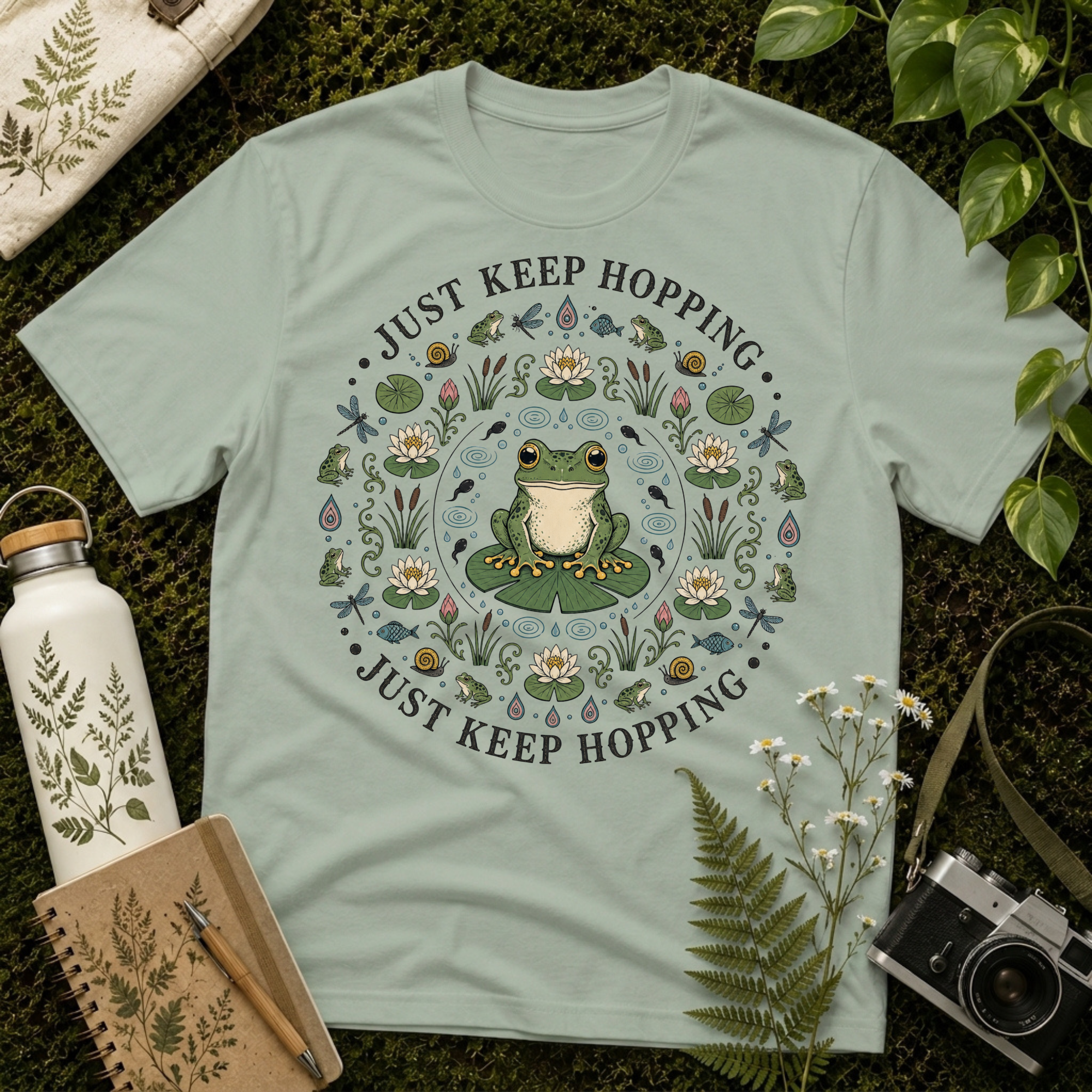 Just Keep Hopping Frog Mandala Tee