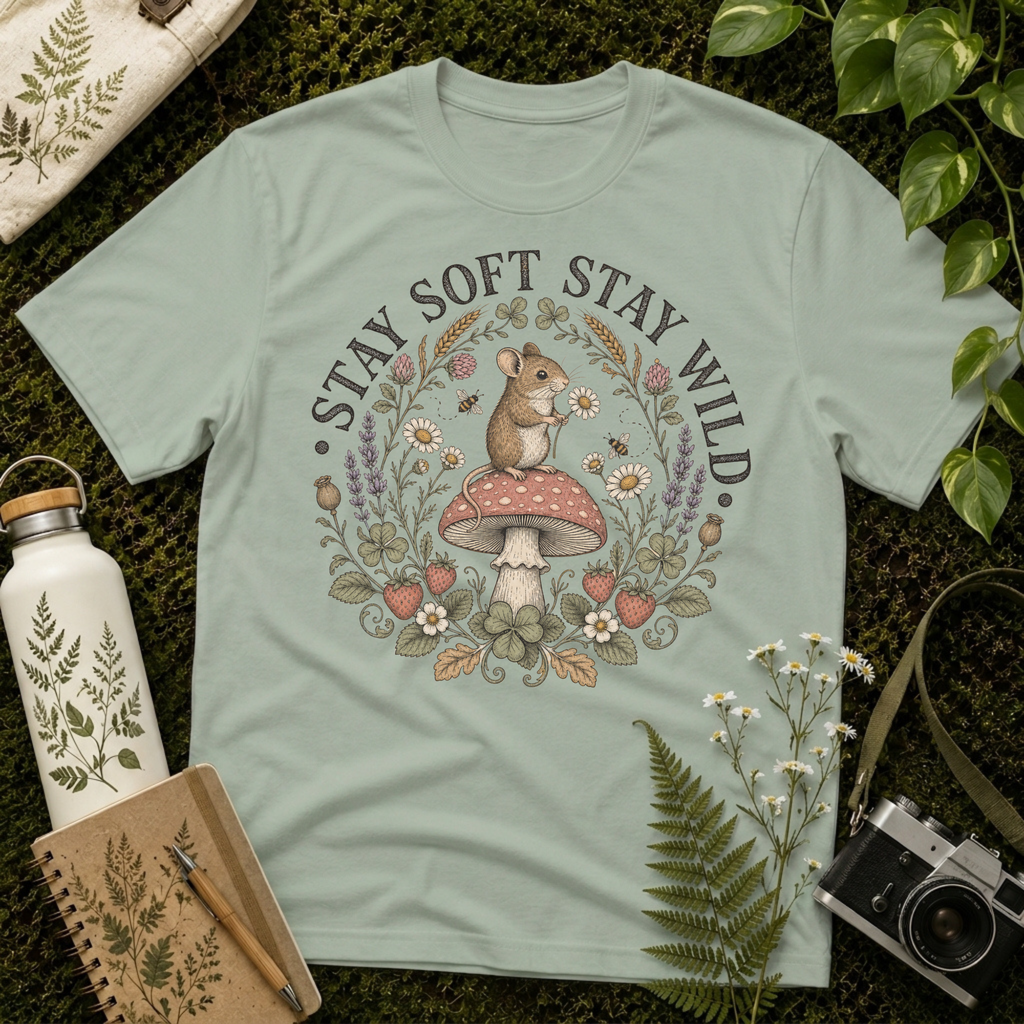 Stay Soft Mushroom Mouse Tee