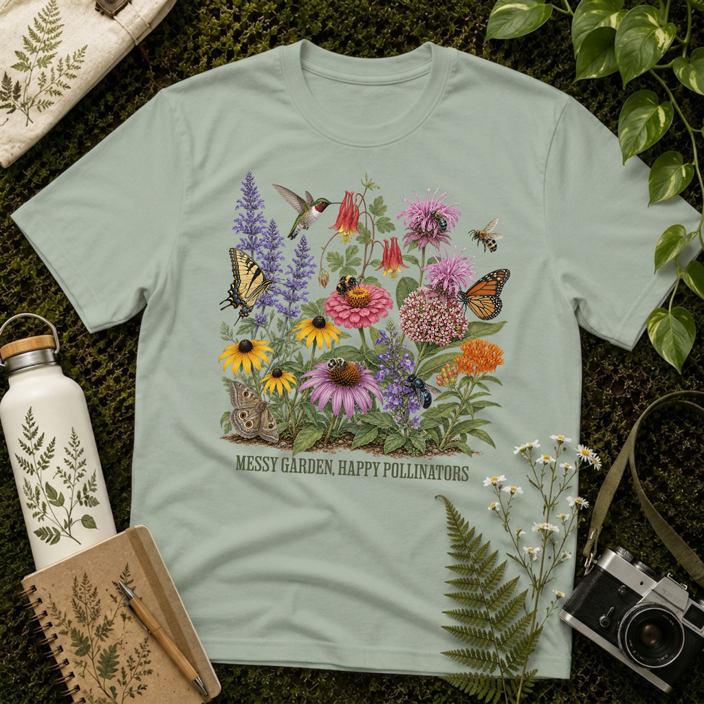 Messy Garden, Happy Pollinators 3 Tee