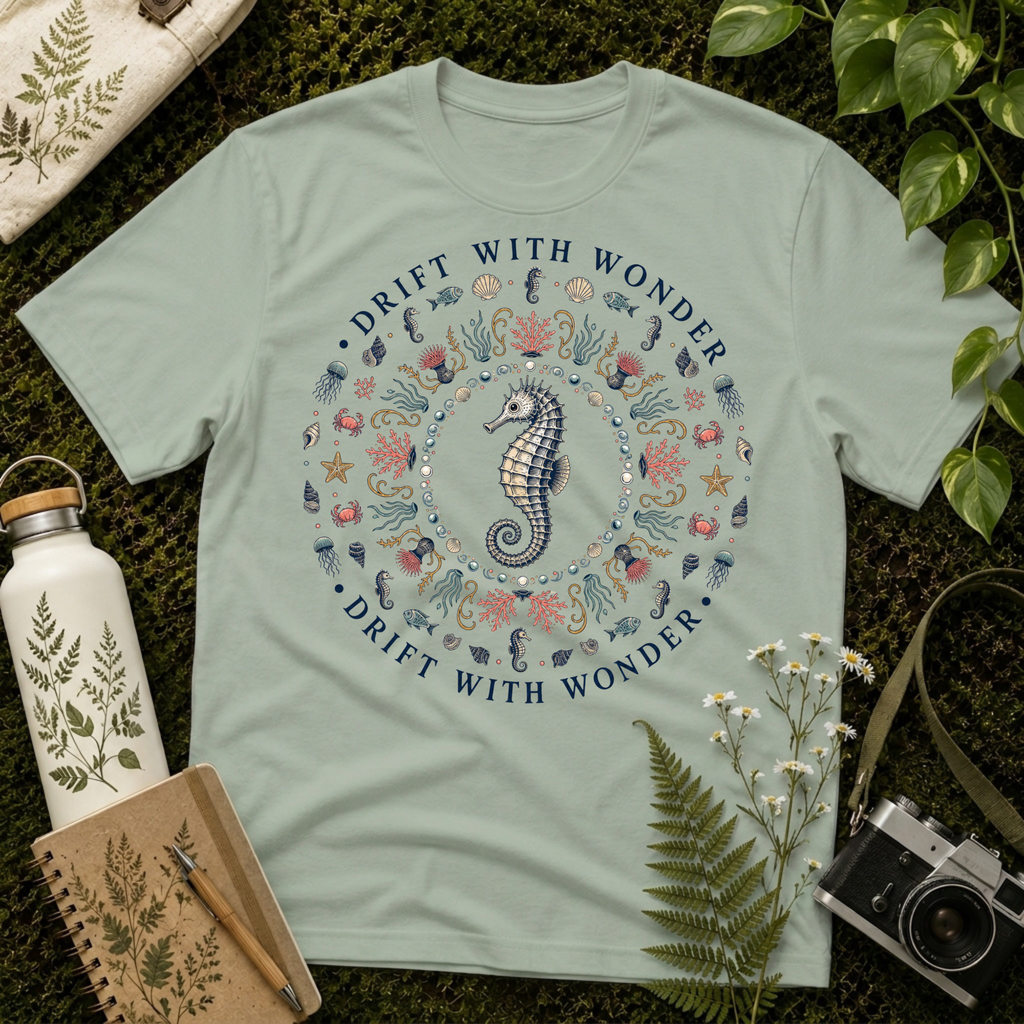 Sea Horse Drift With Wonder Mandala Tee