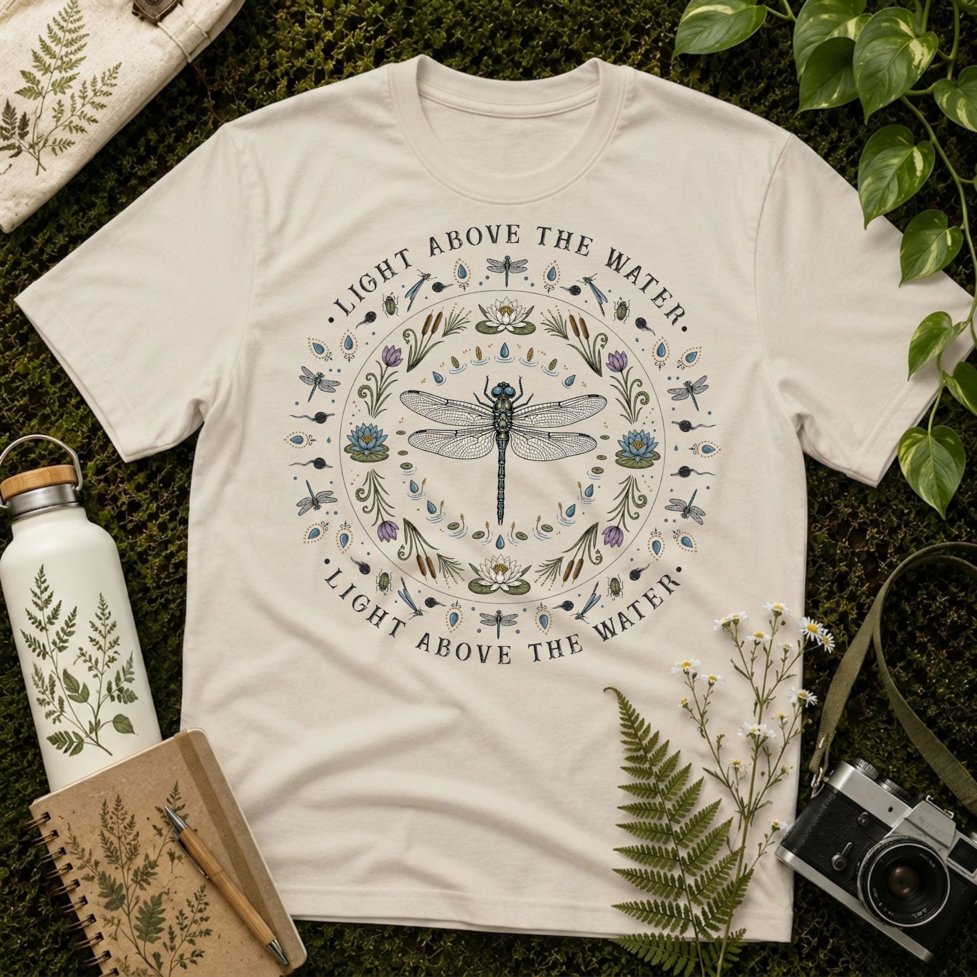 Dragonfly Light Above Mandala Tee