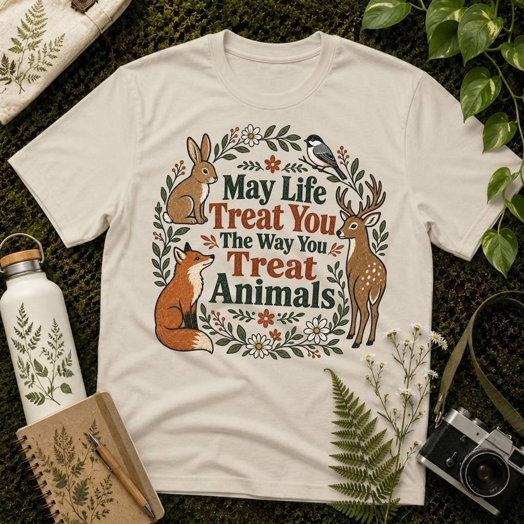 May Life Treat You The Way You Treat Animals Bunny Tee