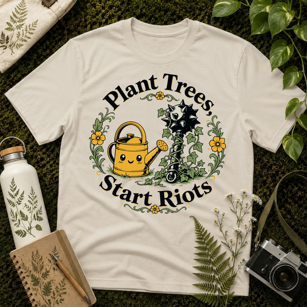 Plant Trees Start Riots Watering Can Tee