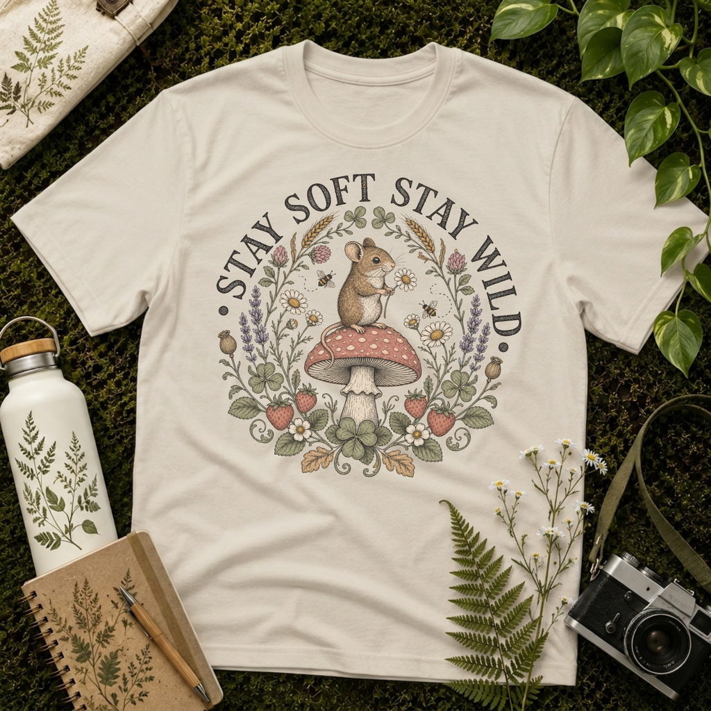 Stay Soft Mushroom Mouse Tee