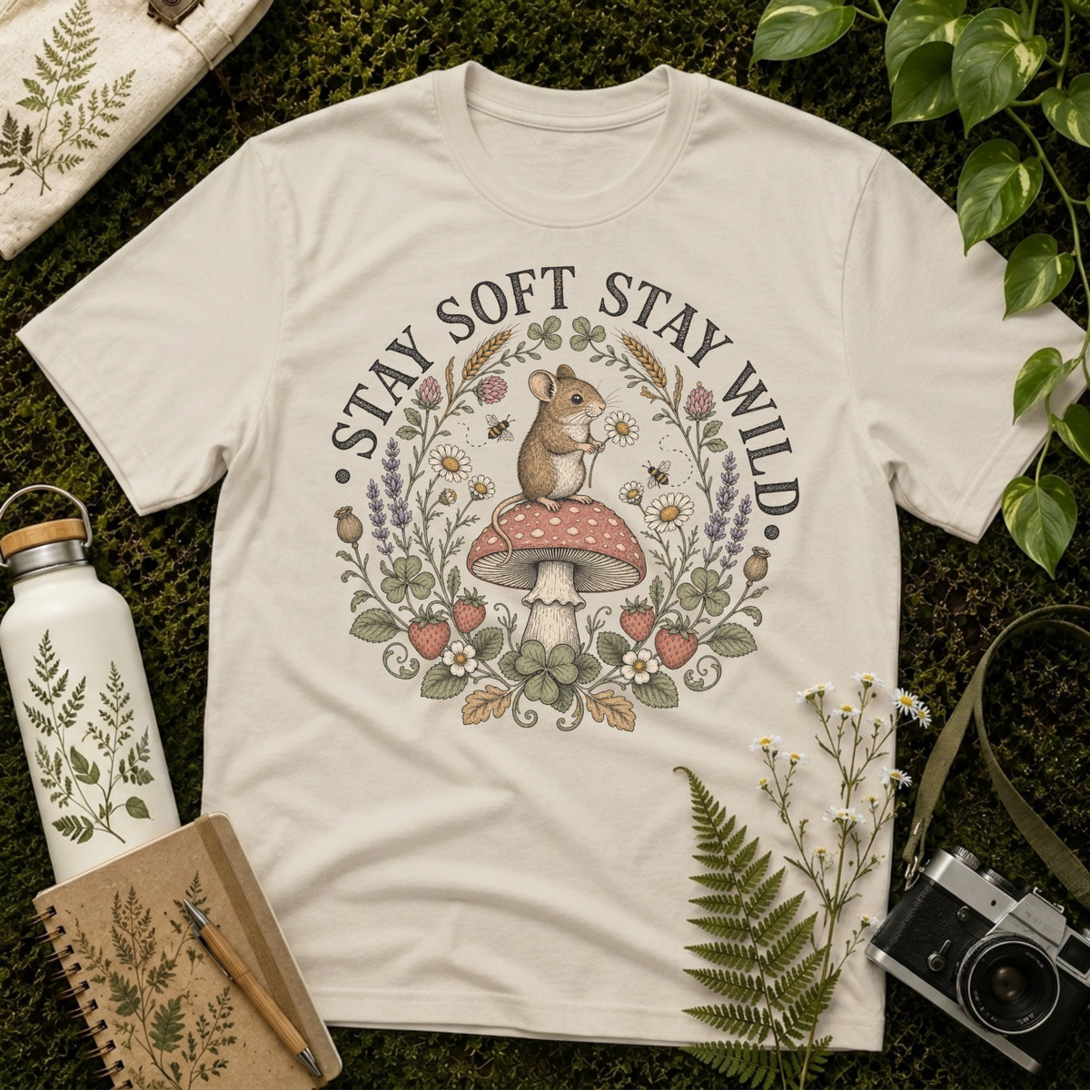 Stay Soft Mushroom Mouse Tee
