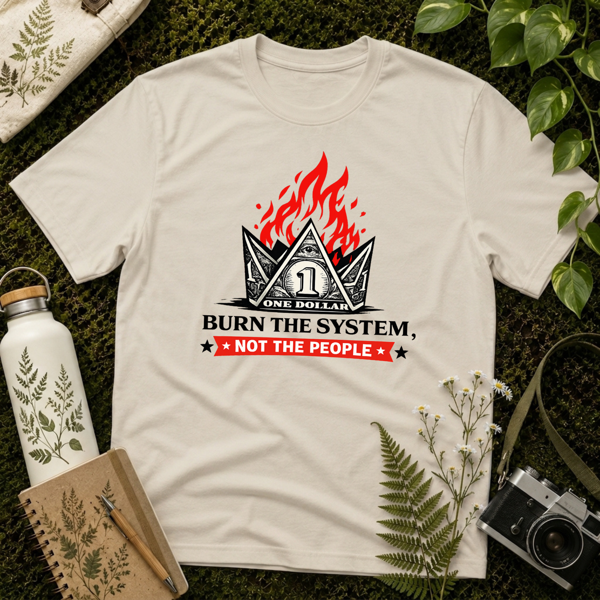 Burn the System Dollar Tee