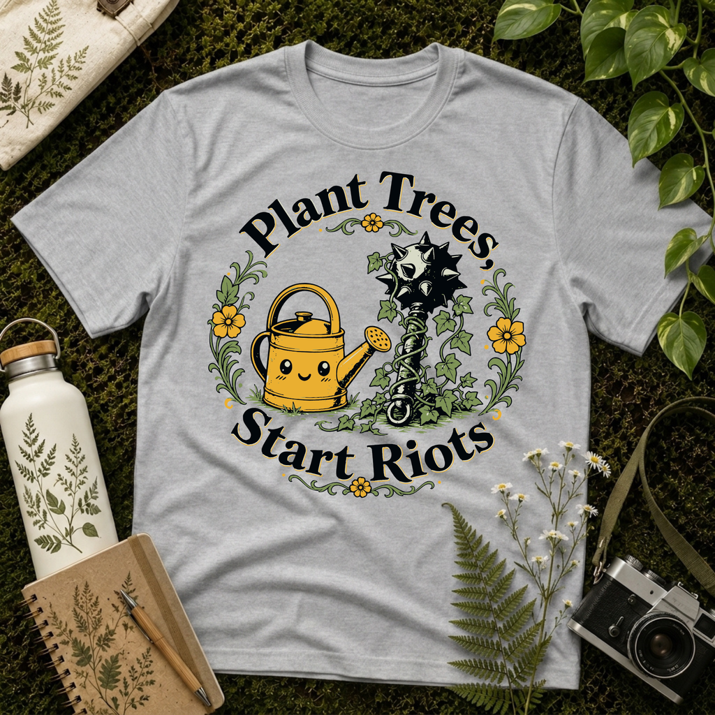 Plant Trees Start Riots Watering Can Tee