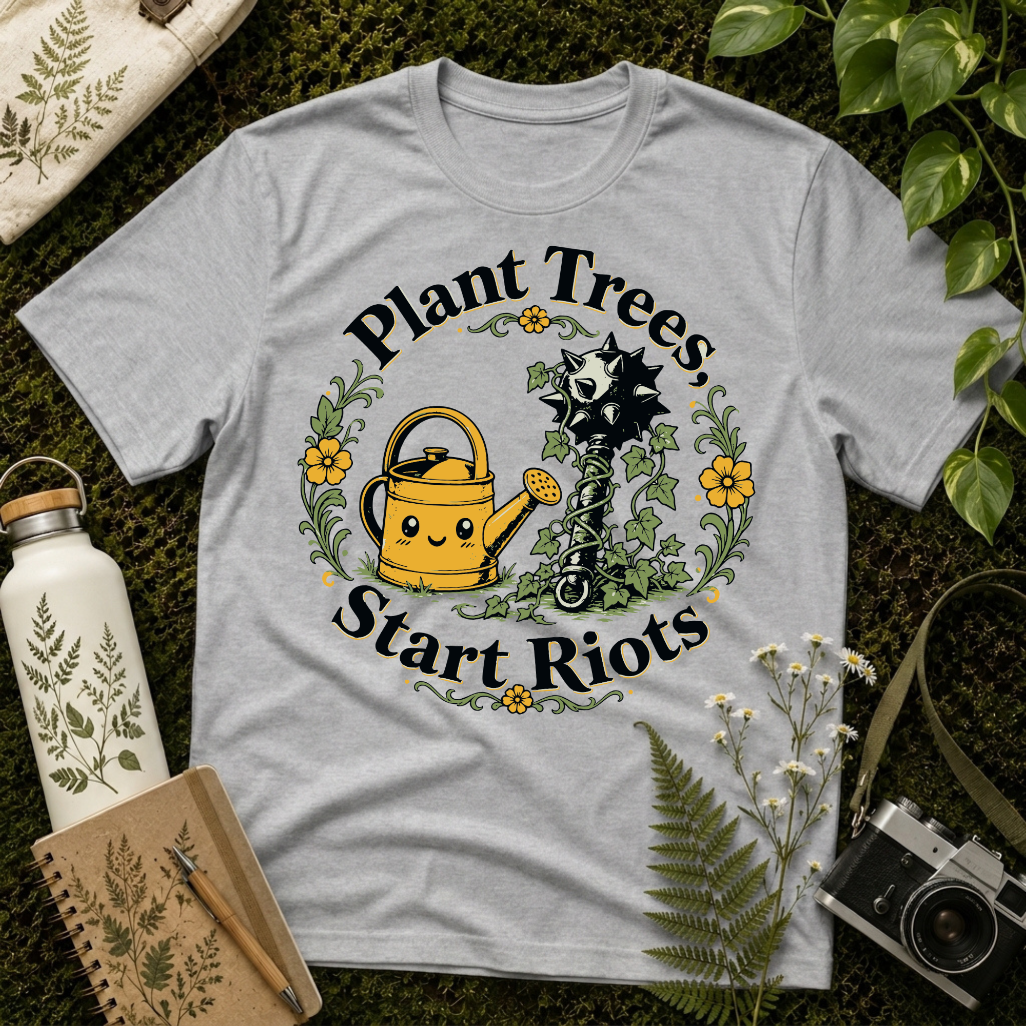 Plant Trees Start Riots Watering Can Tee