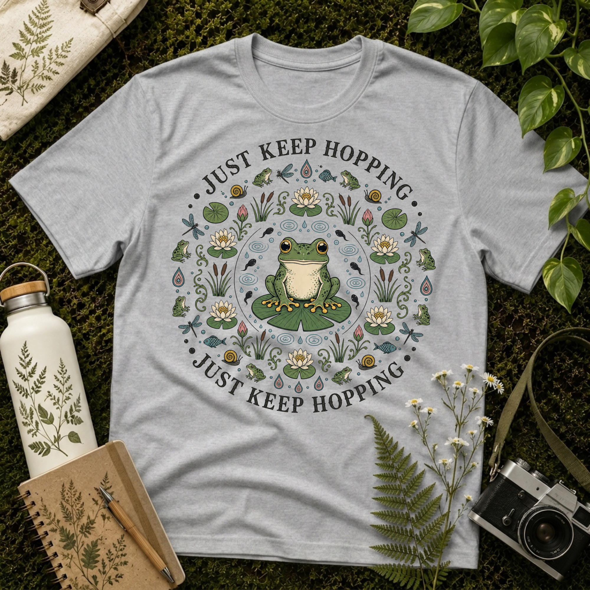 Just Keep Hopping Frog Mandala Tee