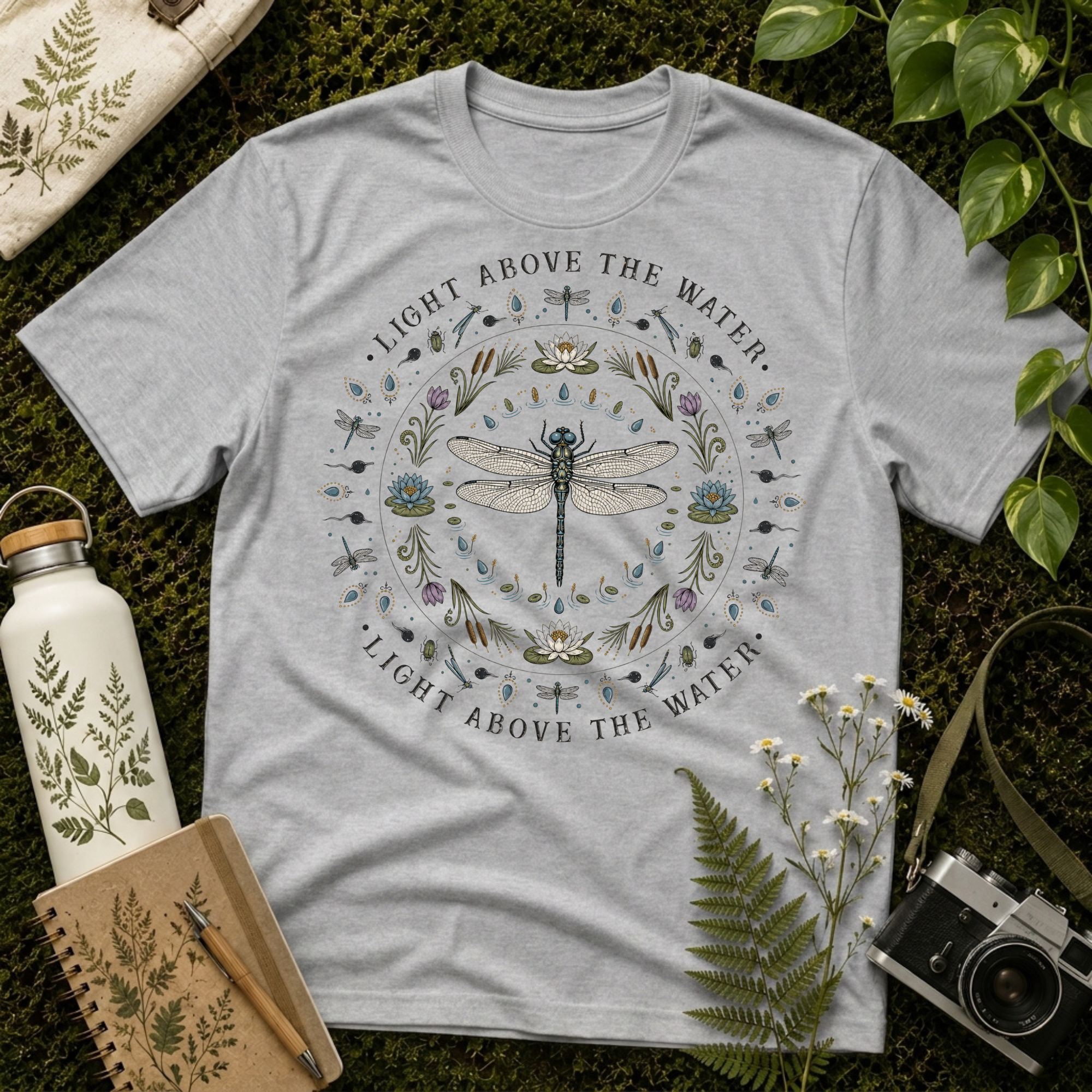 Dragonfly Light Above Mandala Tee