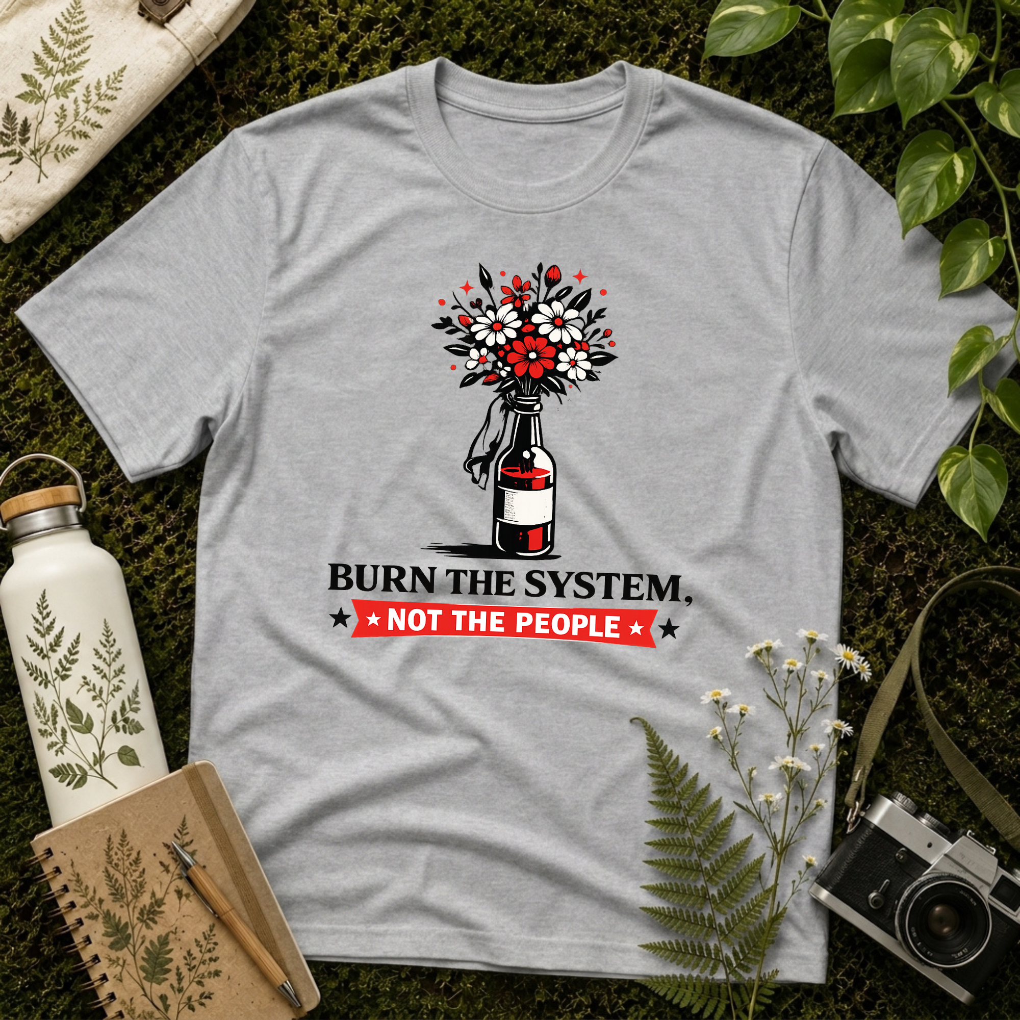 Burn the System Bottle Tee