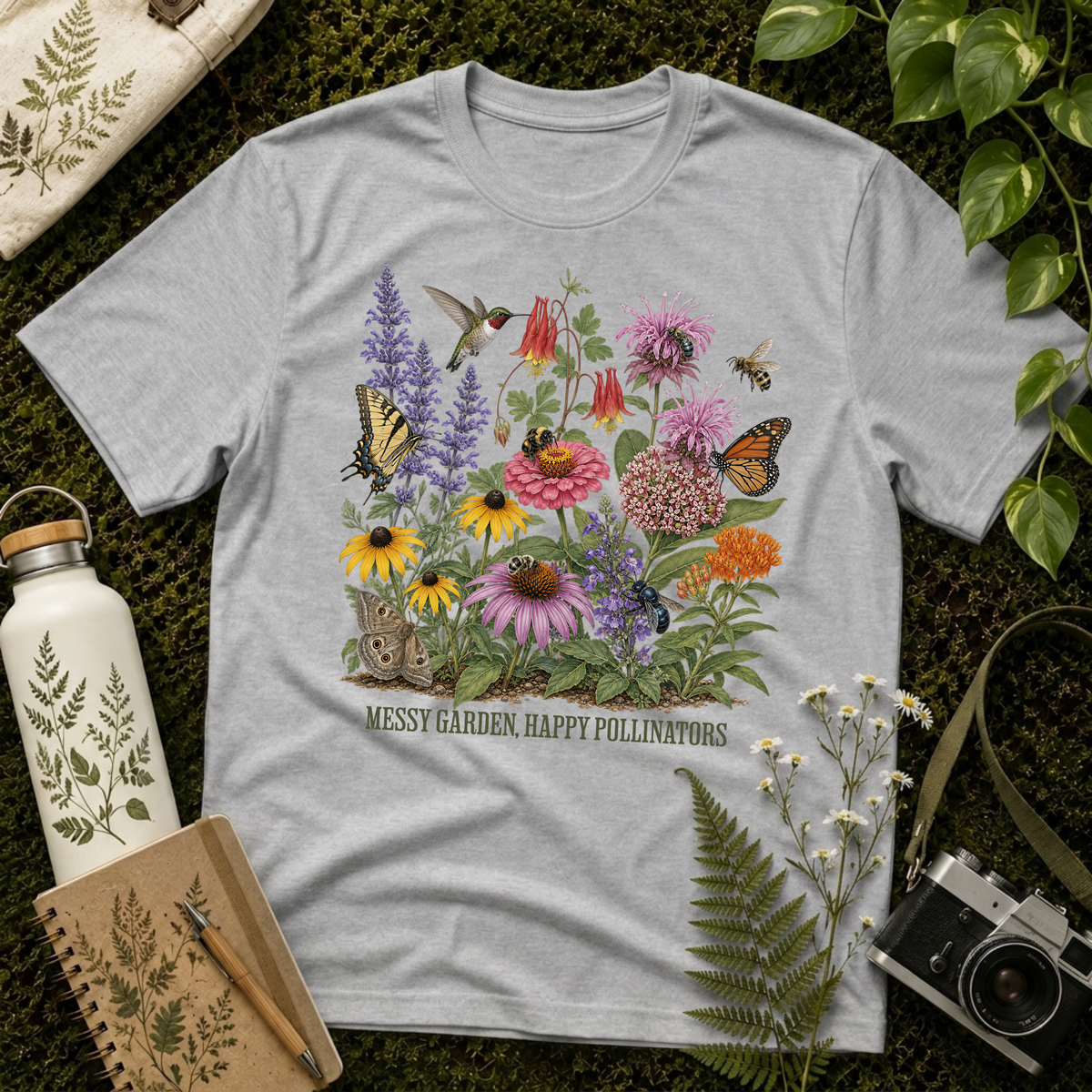 Messy Garden, Happy Pollinators 3 Tee