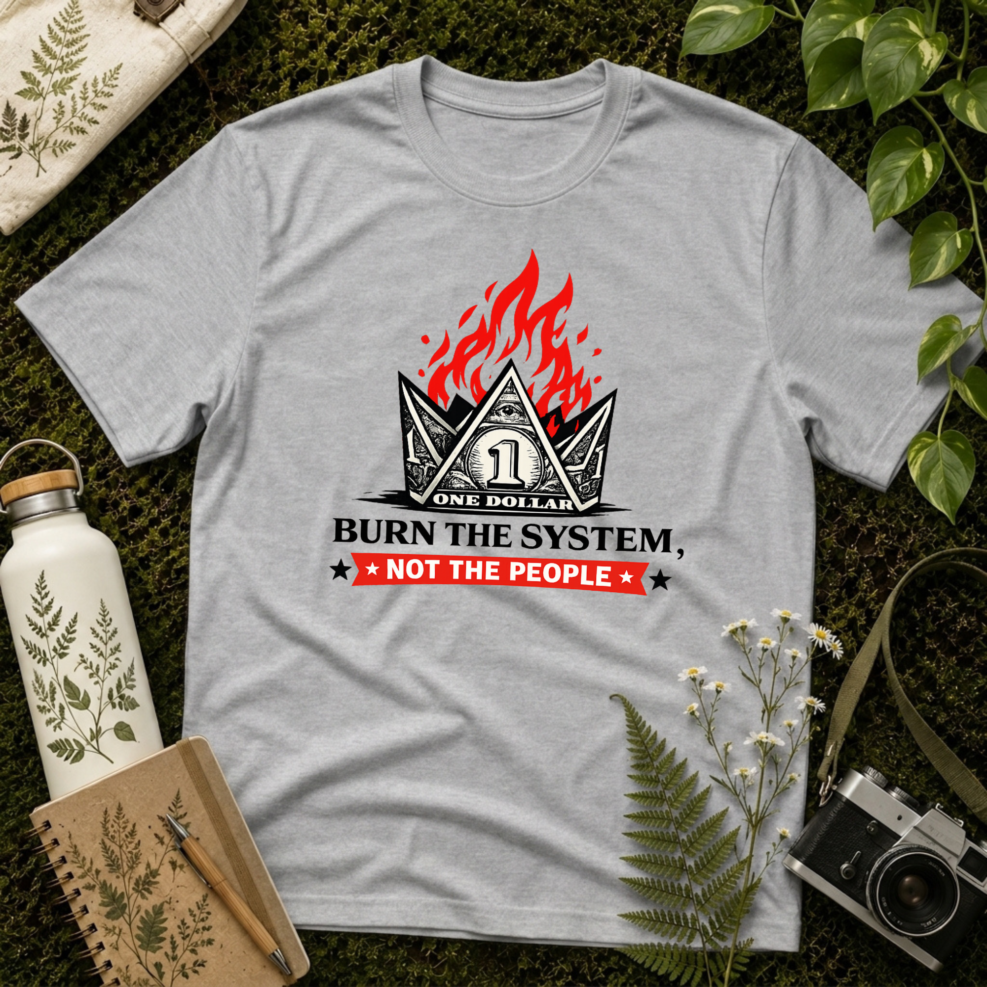 Burn the System Dollar Tee