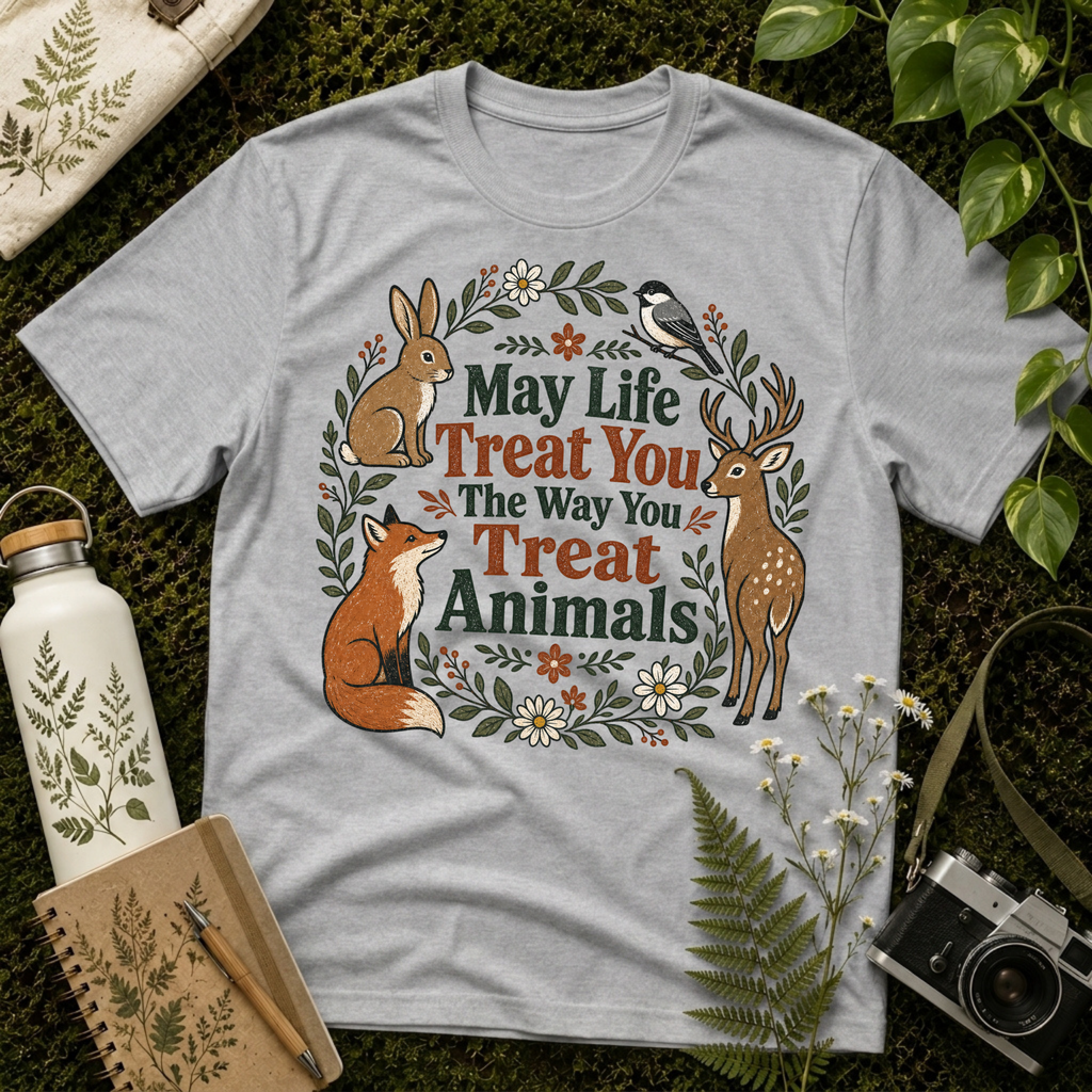 May Life Treat You The Way You Treat Animals Bunny Tee