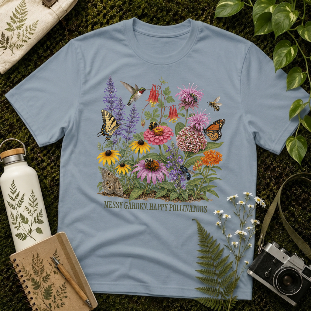 Messy Garden, Happy Pollinators 3 Tee