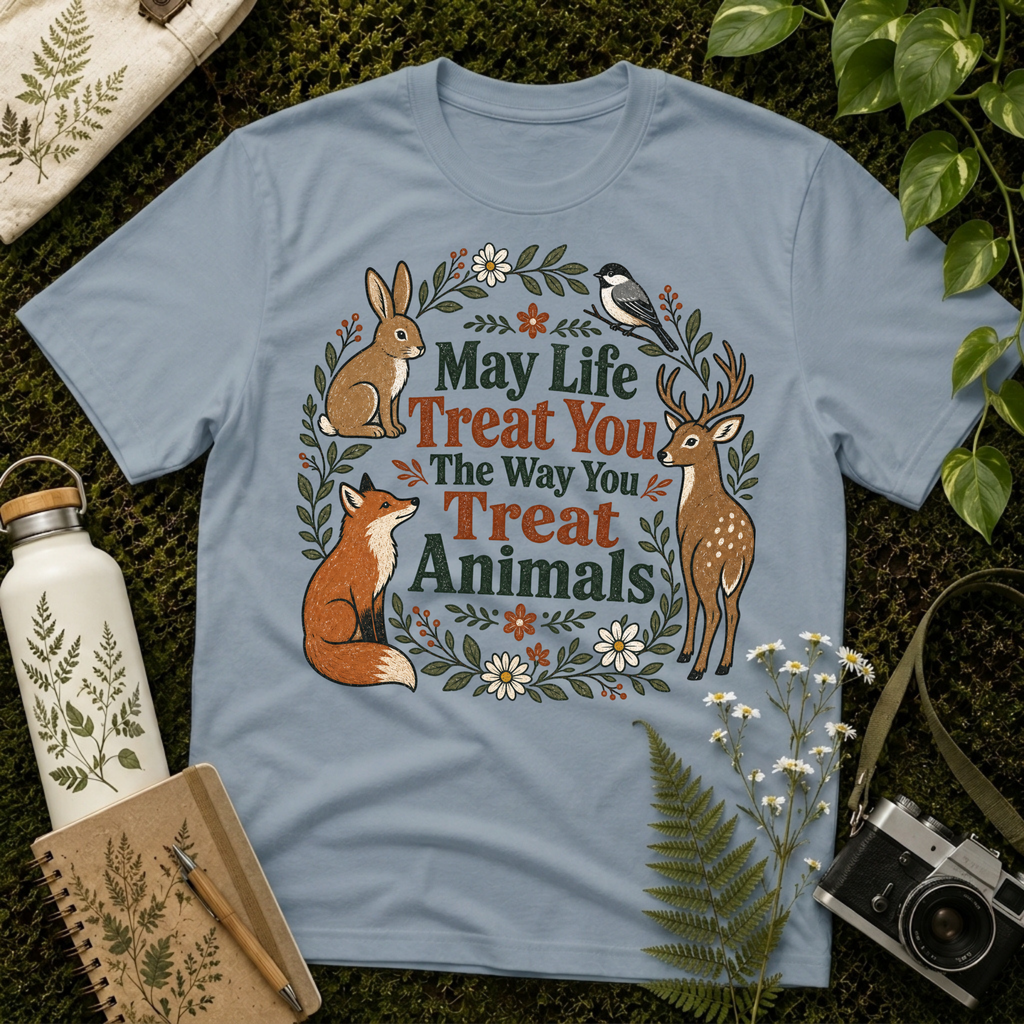 May Life Treat You The Way You Treat Animals Bunny Tee