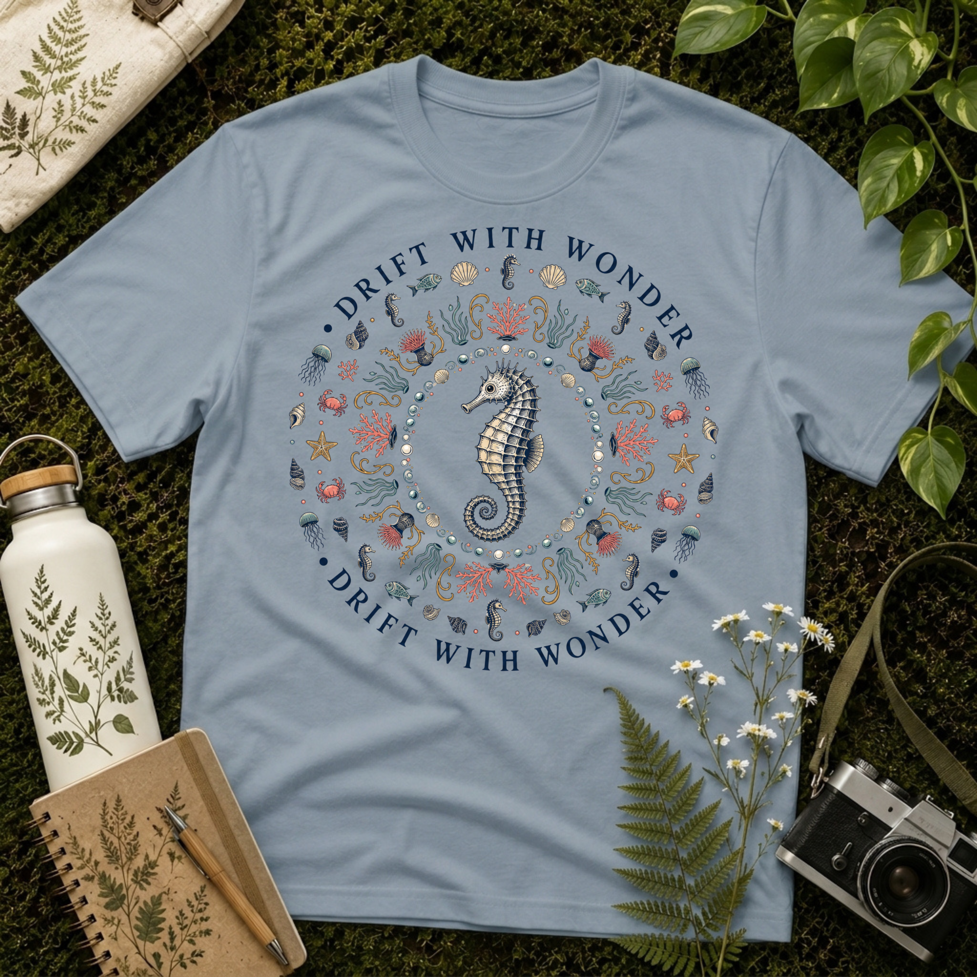 Sea Horse Drift With Wonder Mandala Tee