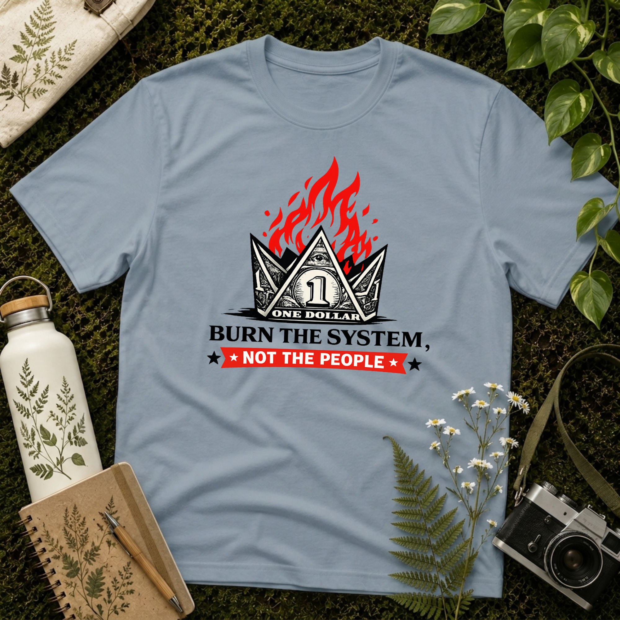 Burn the System Dollar Tee