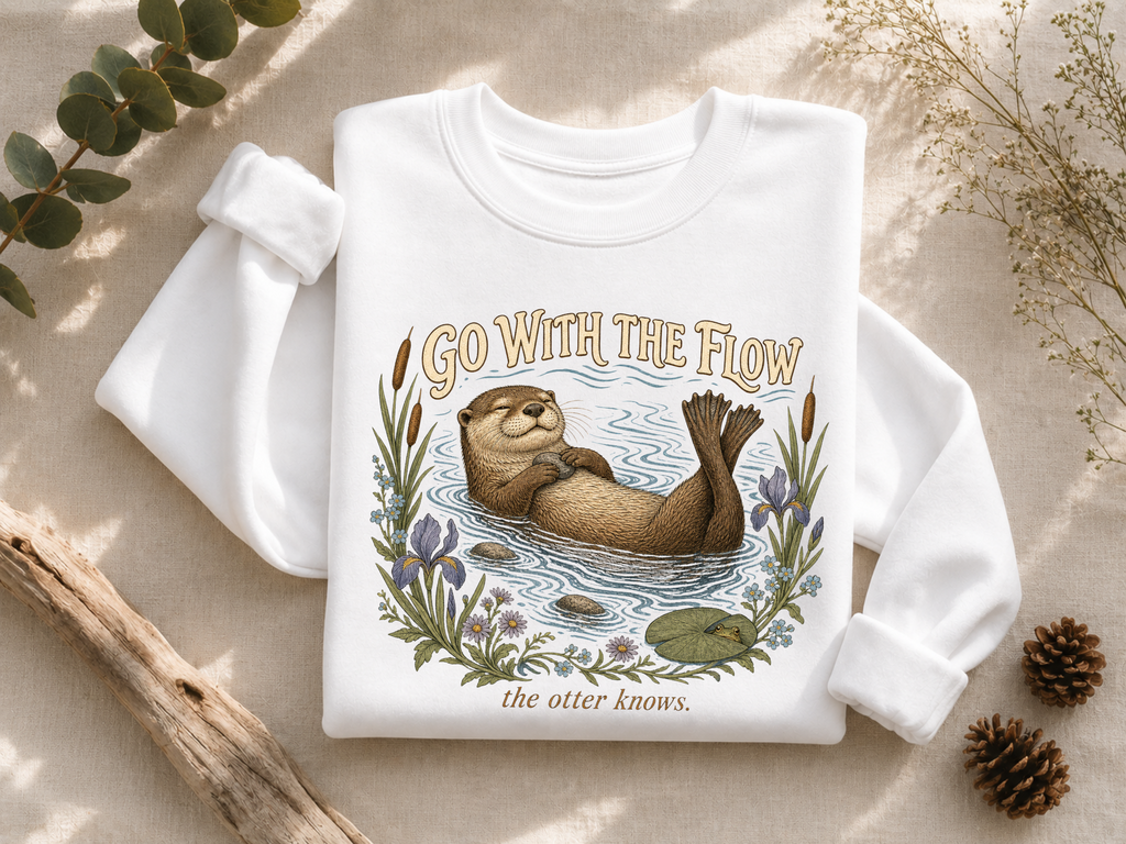 Go With The Flow Otter Crewneck Sweatshirt