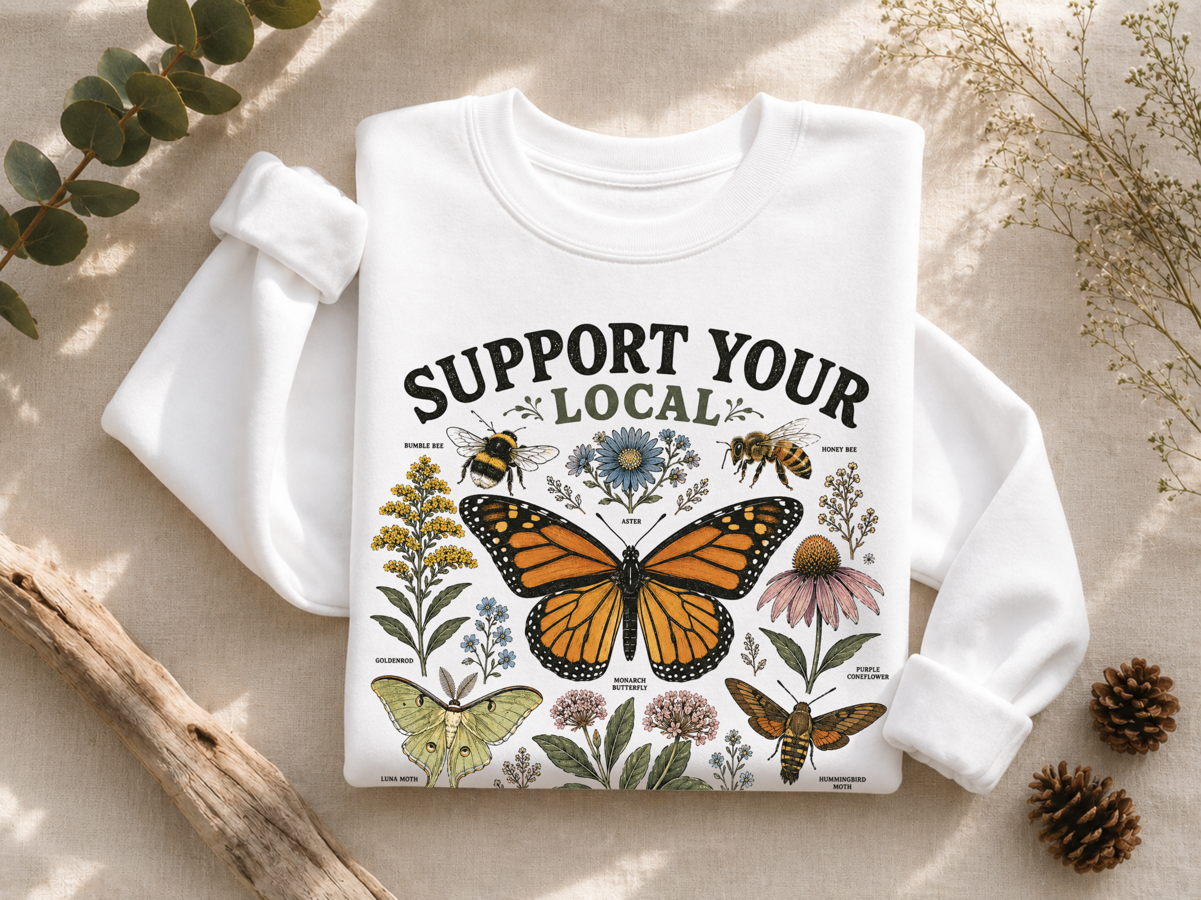 Support Your Local Pollinators Crewneck Sweatshirt