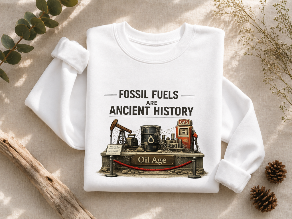 Fossil Fuels Are Ancient History Old Age Crewneck Sweatshirt