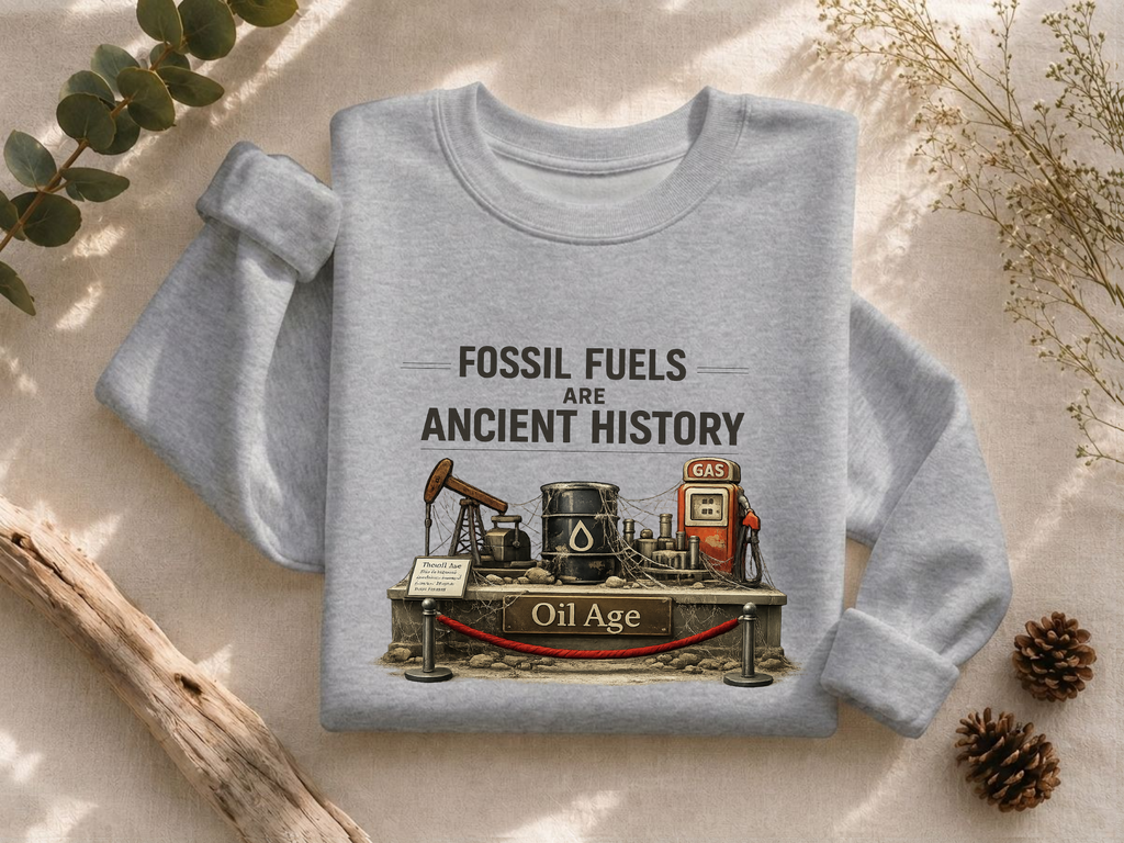 Fossil Fuels Are Ancient History Old Age Crewneck Sweatshirt
