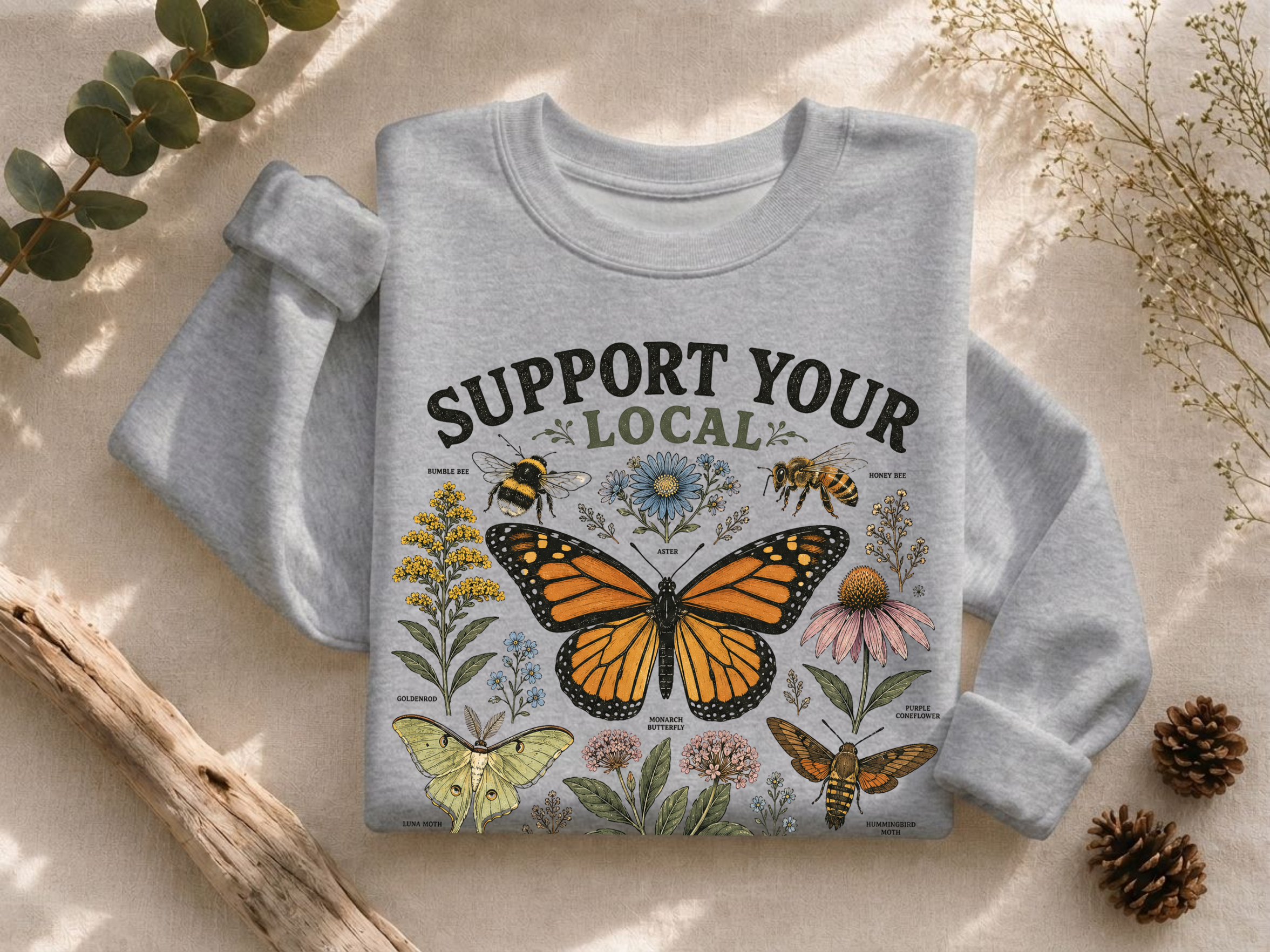 Support Your Local Pollinators Crewneck Sweatshirt