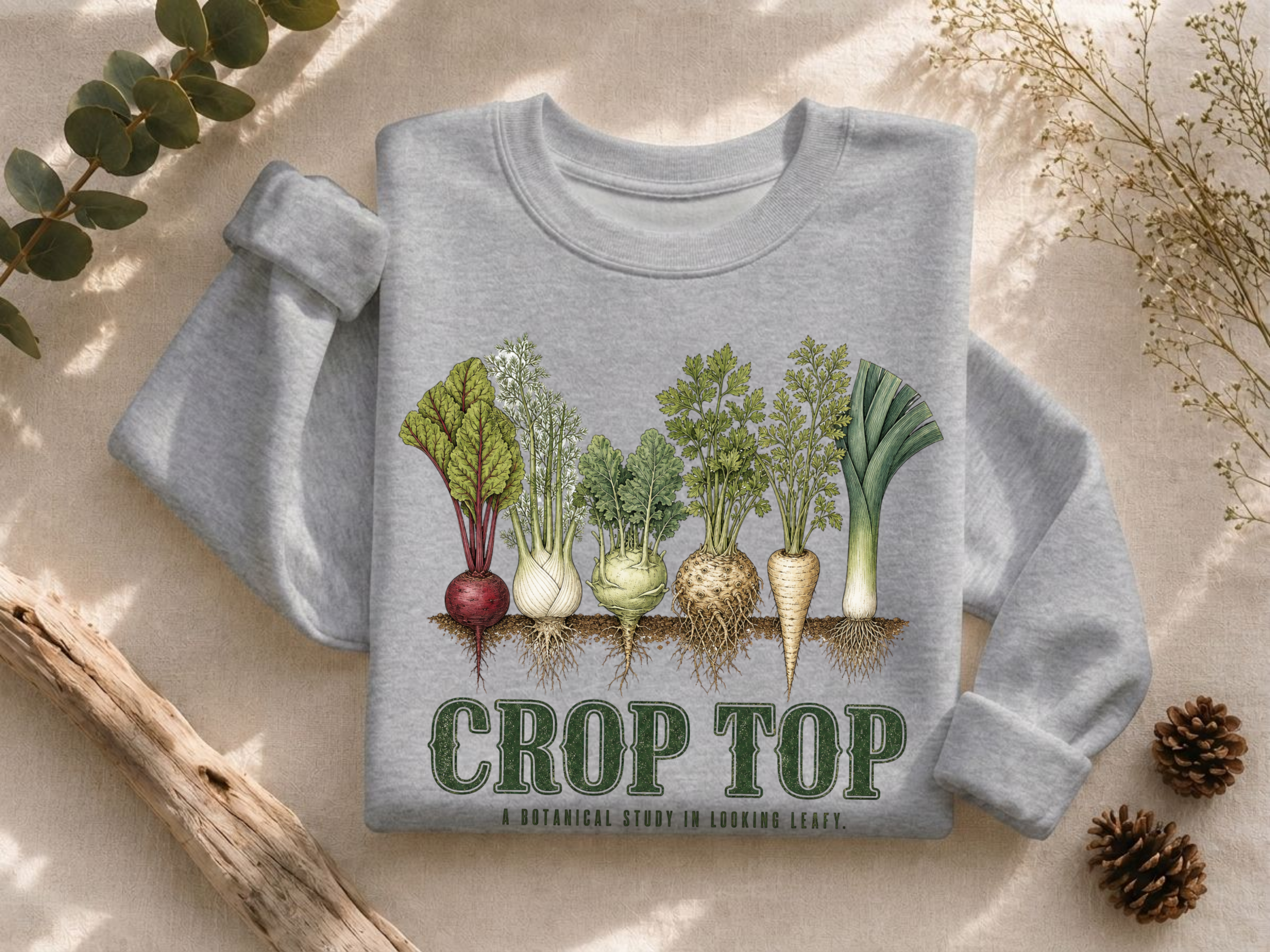 Crop Top Looking Leafy Crewneck Sweatshirt