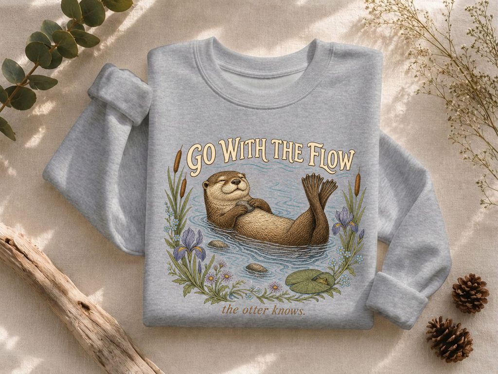 Go With The Flow Otter Crewneck Sweatshirt