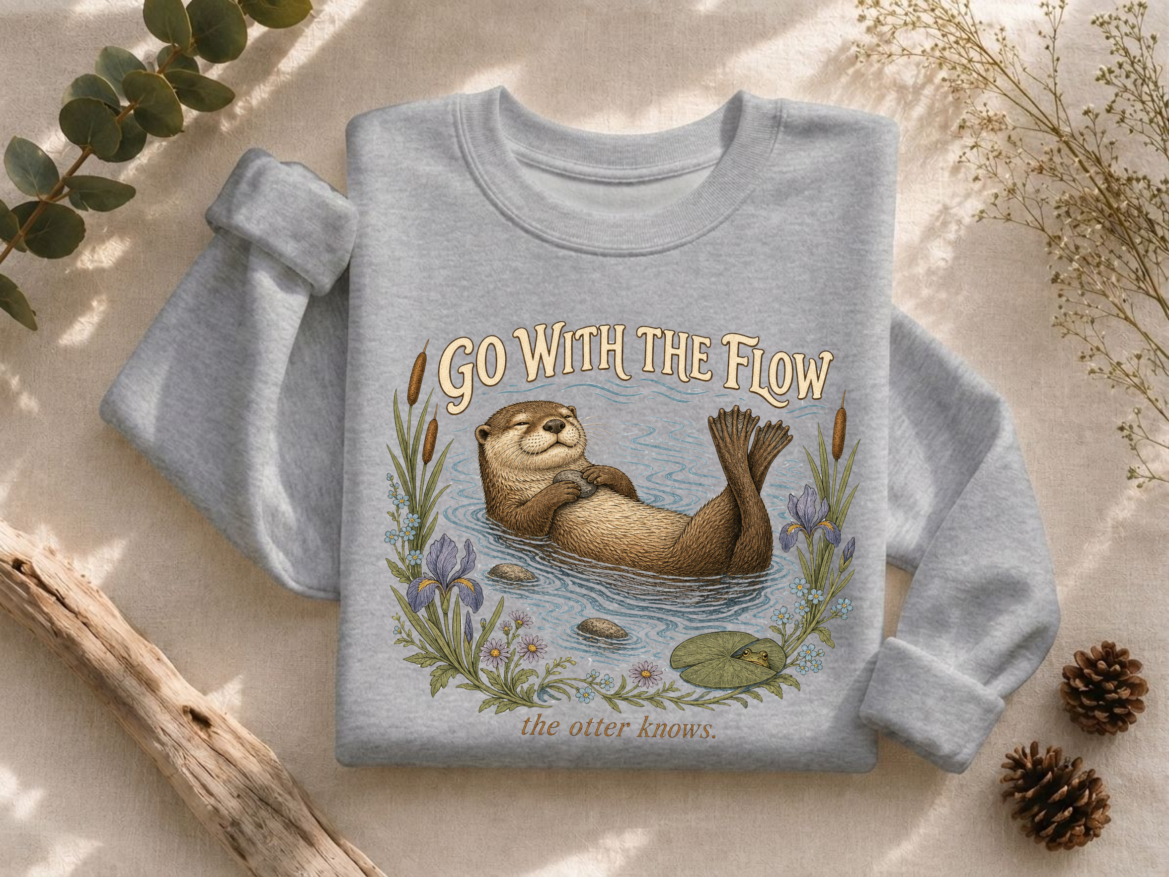 Go With The Flow Otter Crewneck Sweatshirt