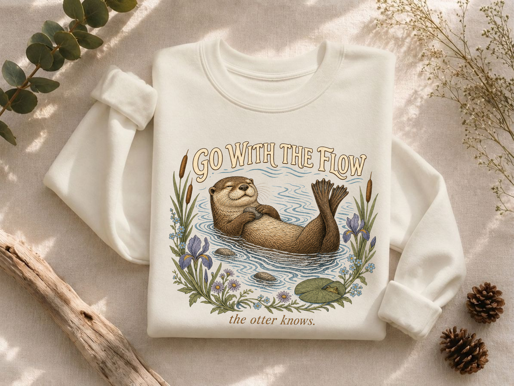 Go With The Flow Otter Crewneck Sweatshirt