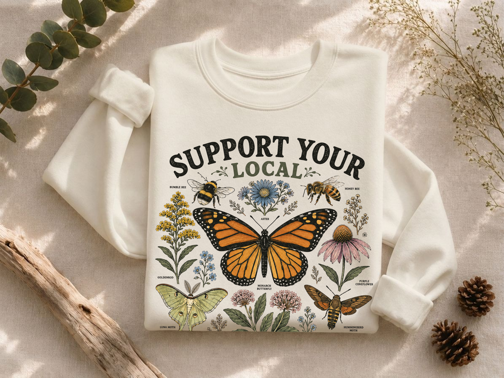 Support Your Local Pollinators Crewneck Sweatshirt