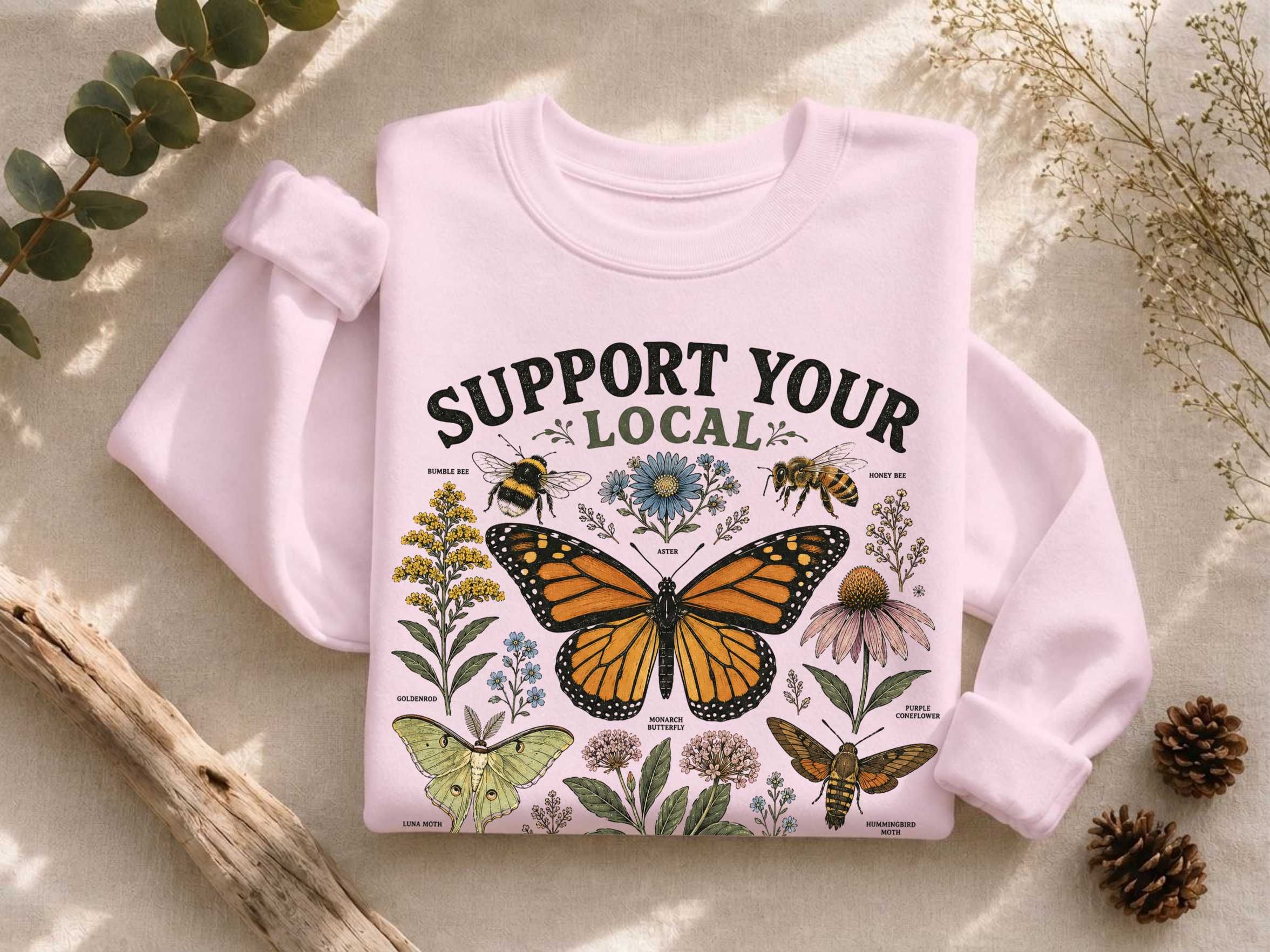 Support Your Local Pollinators Crewneck Sweatshirt