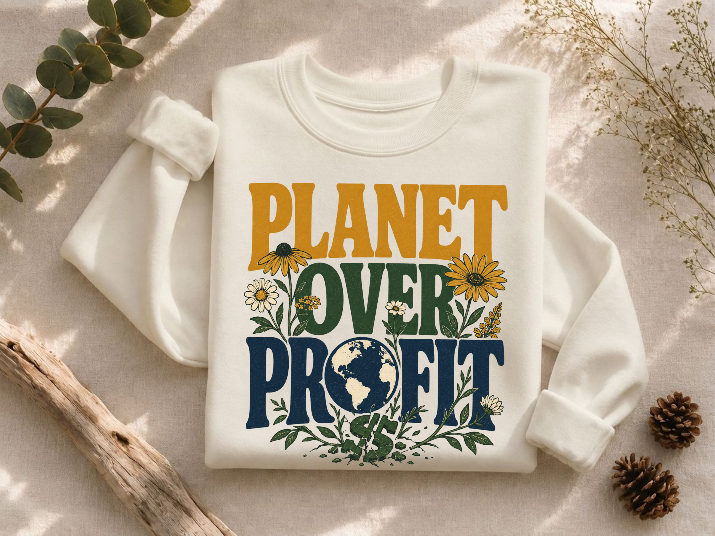 Planet Over Profit dollar sign Crewneck Sweatshirt