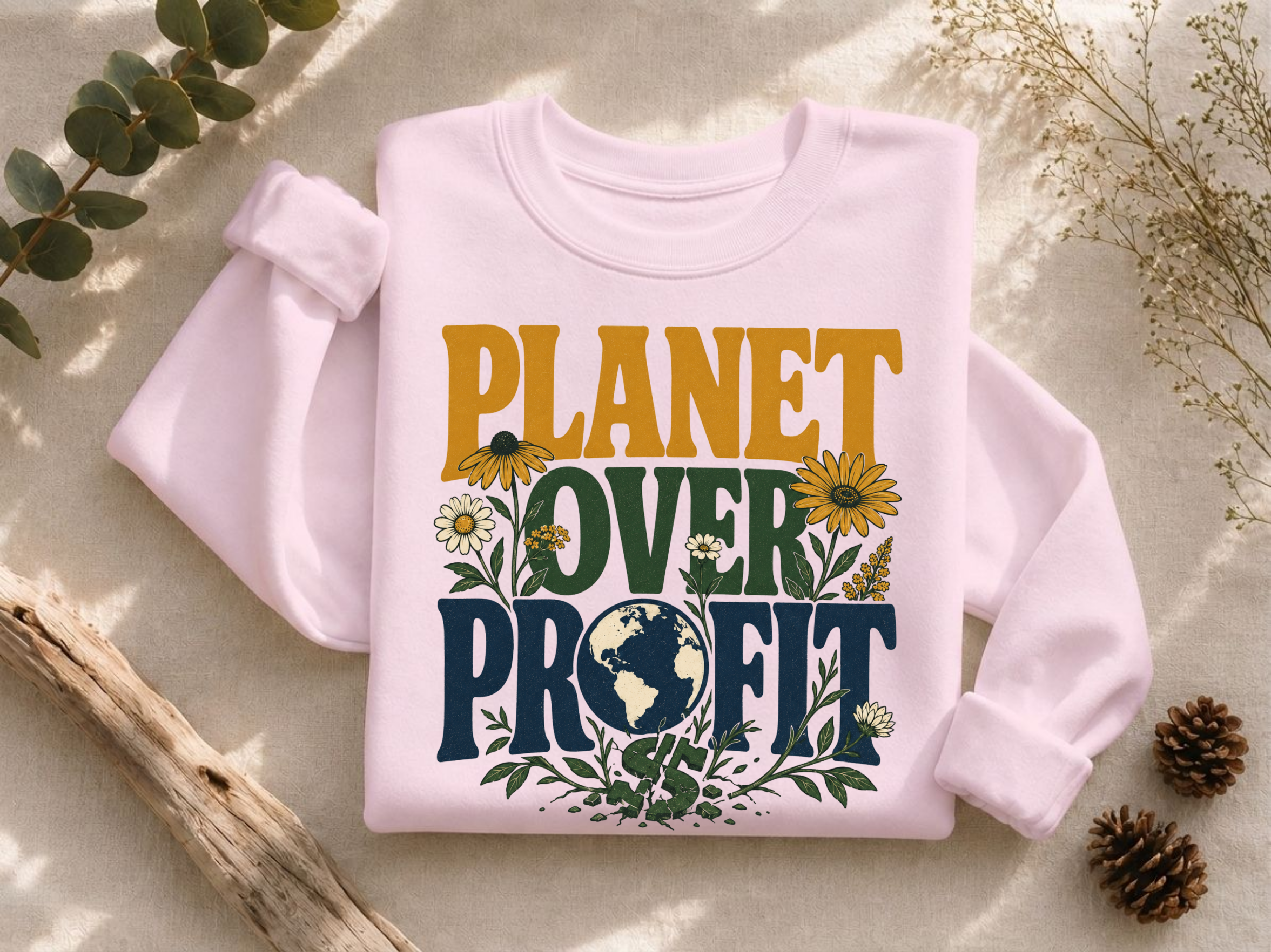 Planet Over Profit dollar sign Crewneck Sweatshirt