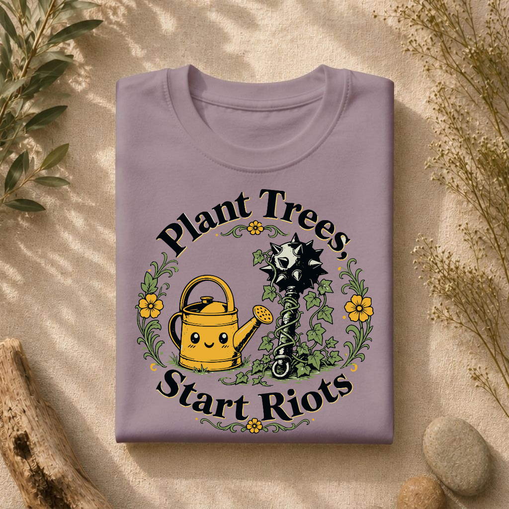 Plant Trees Start Riots Watering Can Tee