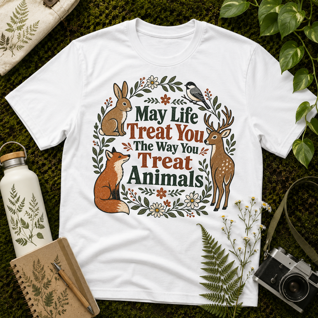 May Life Treat You The Way You Treat Animals Bunny Tee