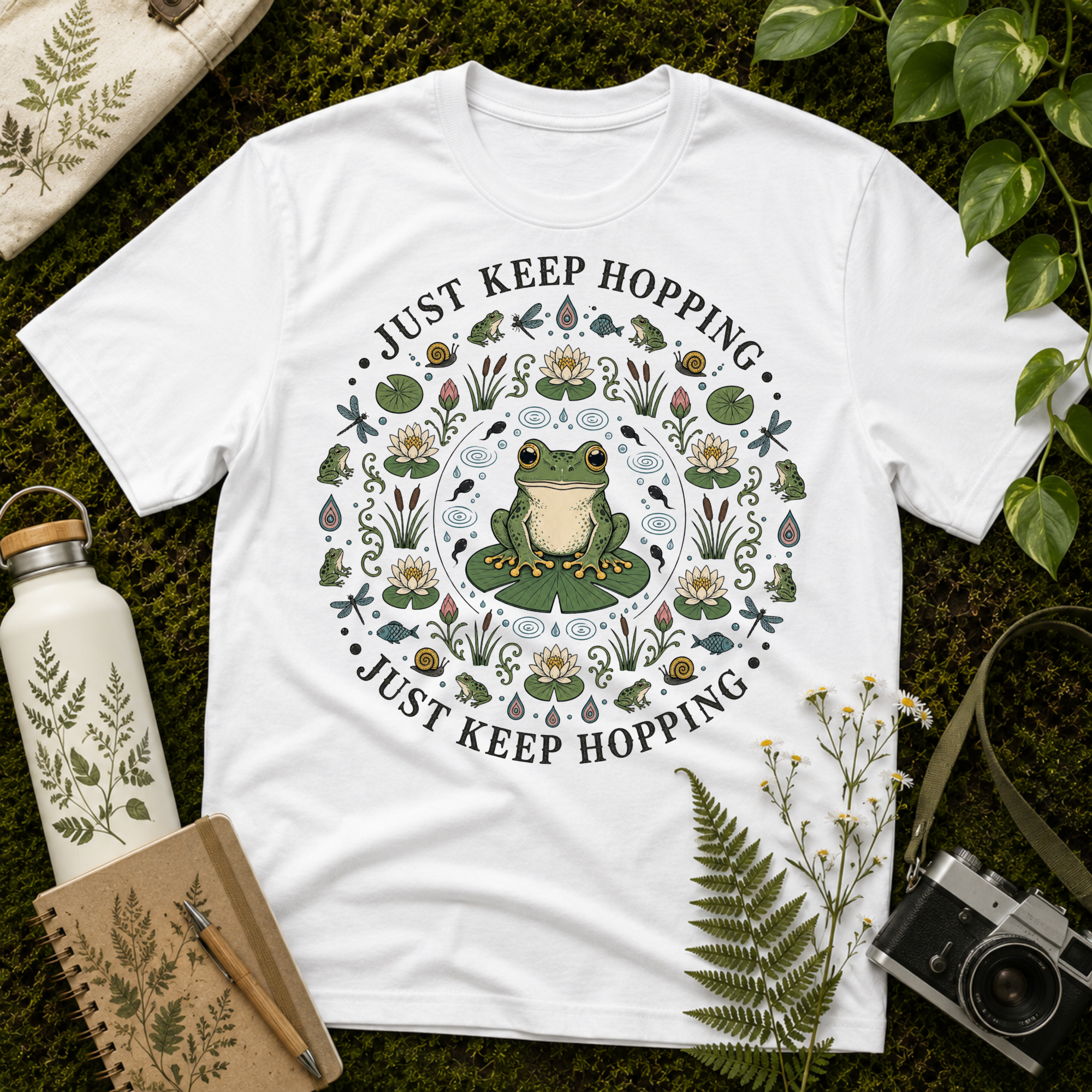 Just Keep Hopping Frog Mandala Tee