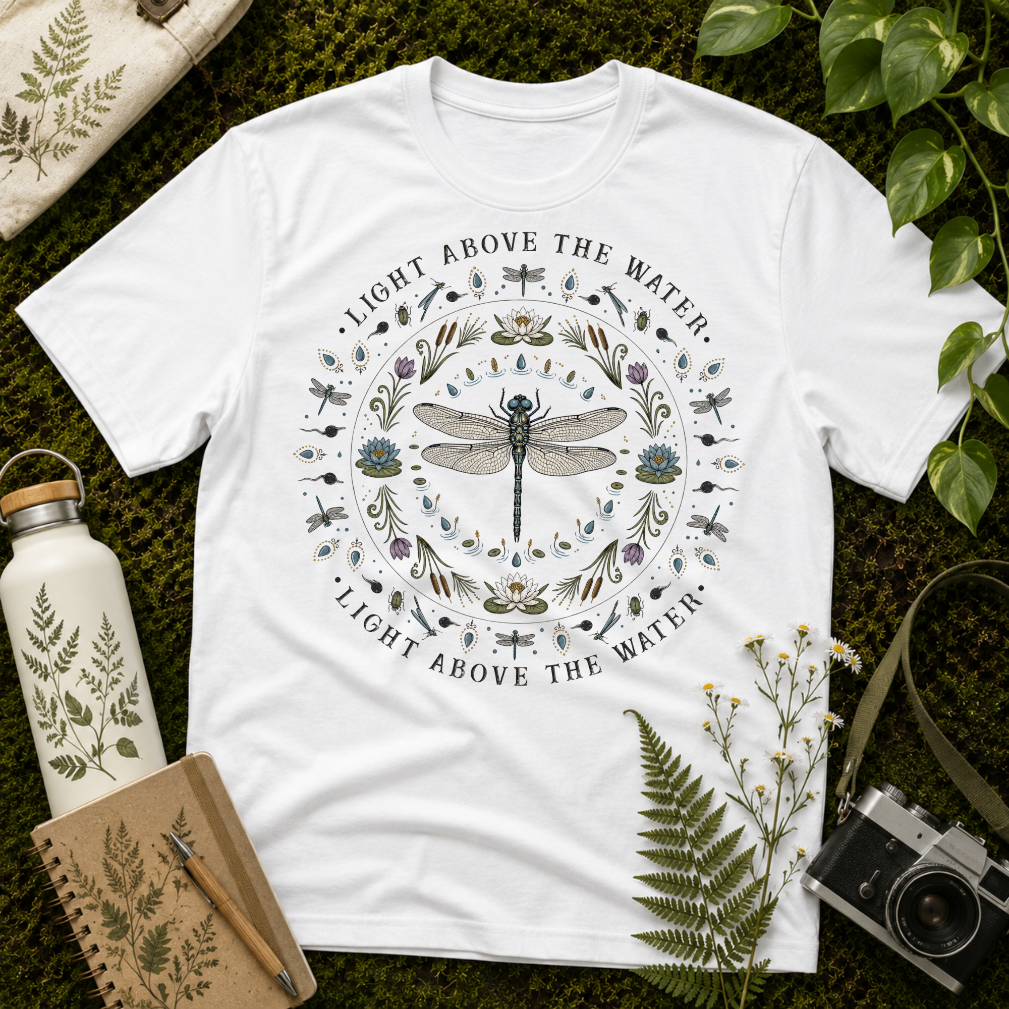 Dragonfly Light Above Mandala Tee